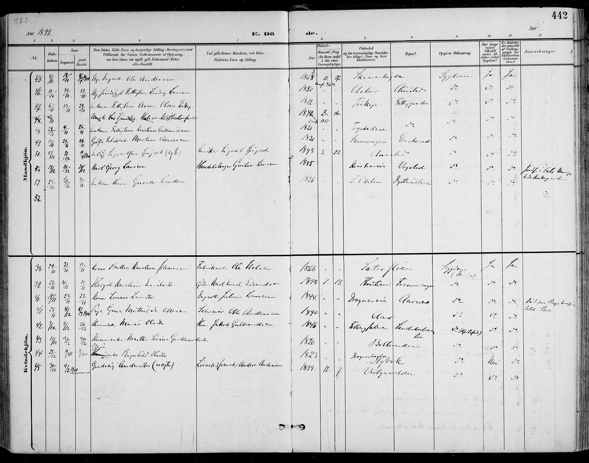 Nes prestekontor Kirkebøker, AV/SAO-A-10410/F/Fa/L0011: Parish register (official) no. I 11, 1899-1918, p. 442