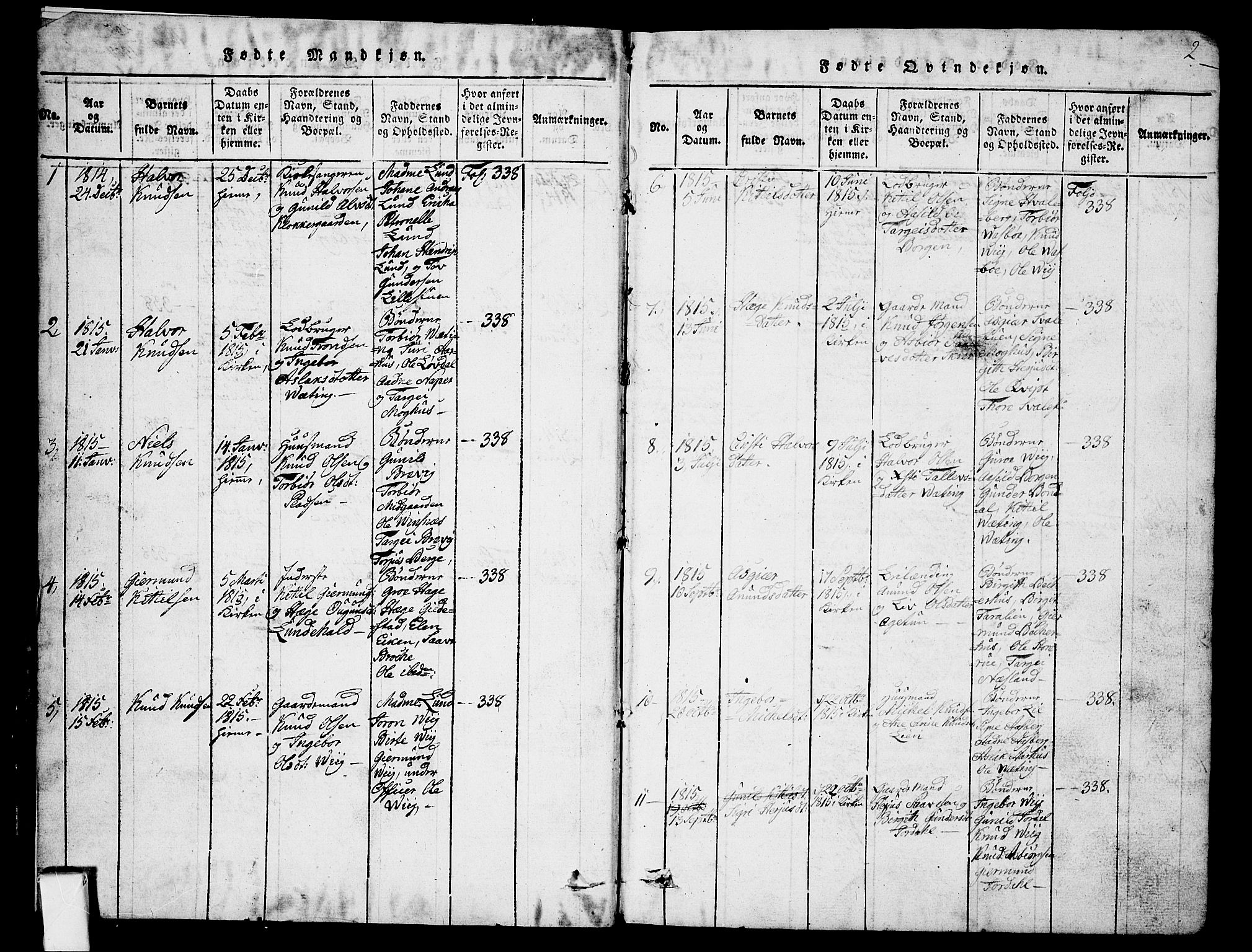 Fyresdal kirkebøker, SAKO/A-263/G/Ga/L0001: Parish register (copy) no. I 1, 1816-1840, p. 2