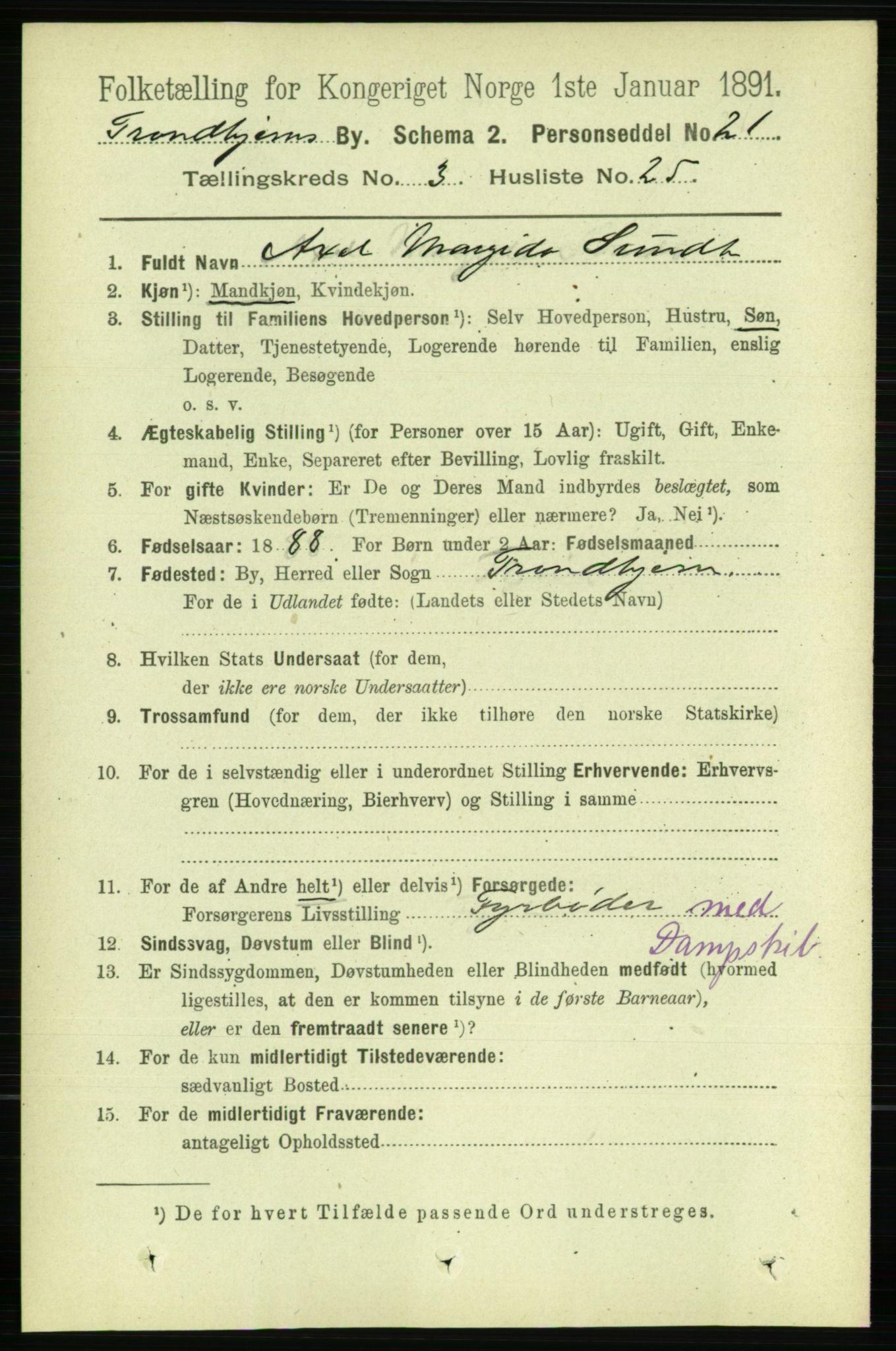 RA, 1891 census for 1601 Trondheim, 1891, p. 4061