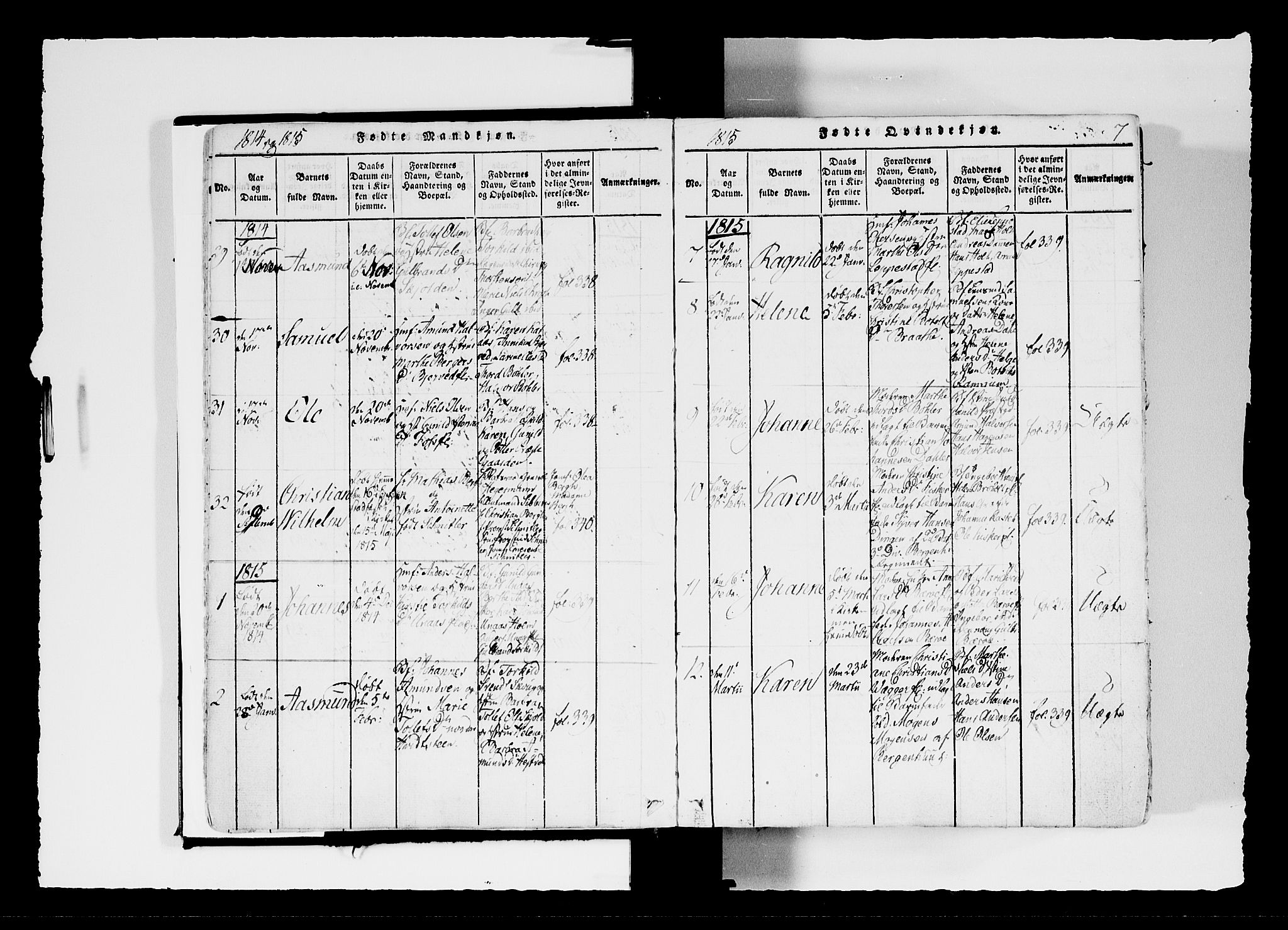 Hobøl prestekontor Kirkebøker, AV/SAO-A-2002/F/Fa/L0002: Parish register (official) no. I 2, 1814-1841, p. 7