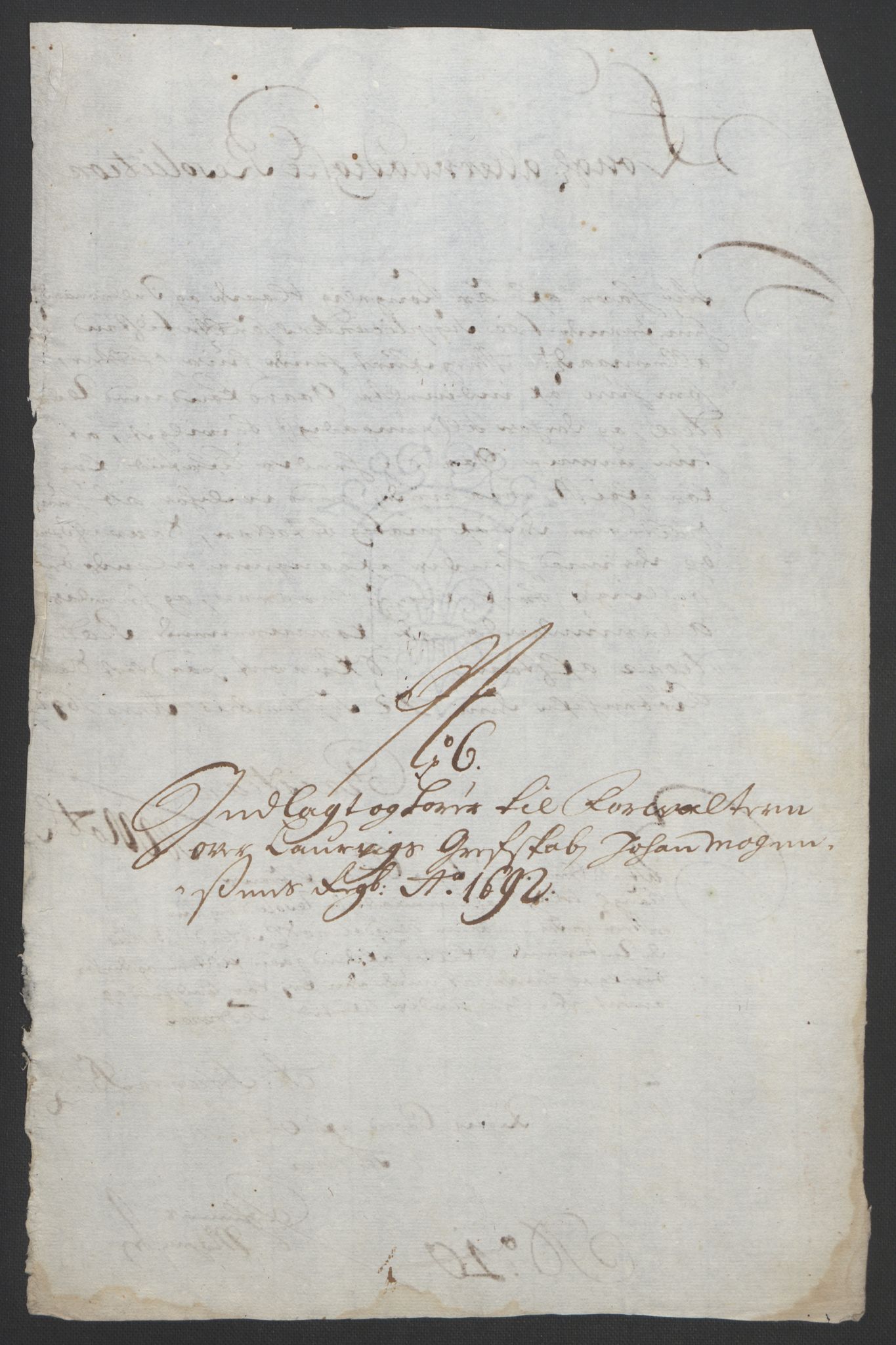 Rentekammeret inntil 1814, Reviderte regnskaper, Fogderegnskap, AV/RA-EA-4092/R33/L1973: Fogderegnskap Larvik grevskap, 1692, p. 211