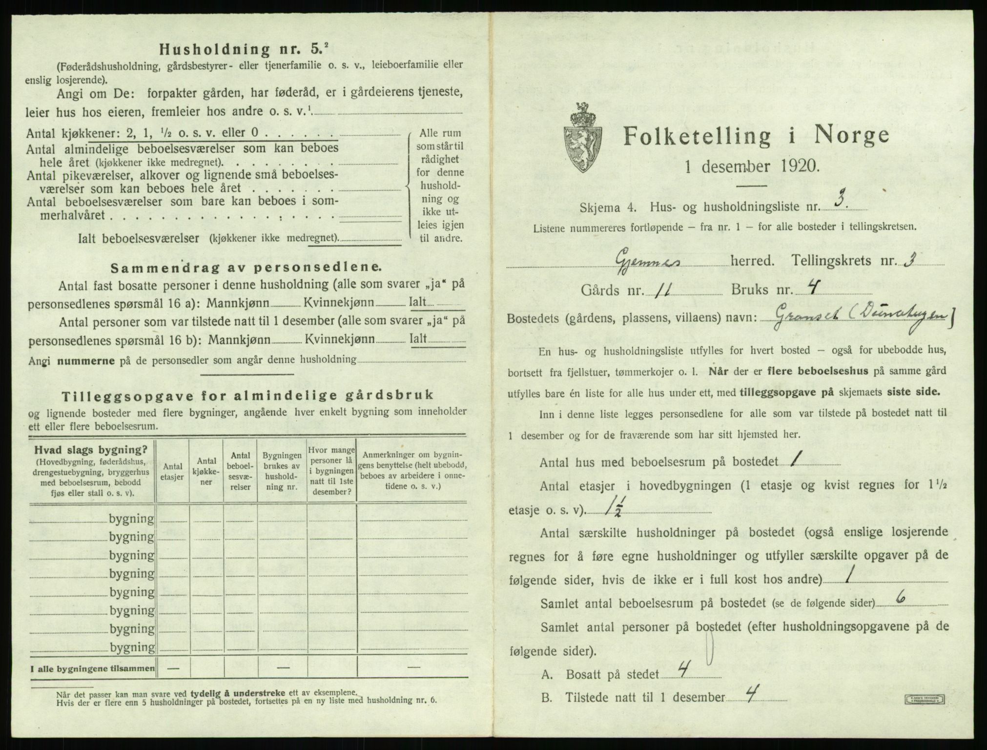 SAT, 1920 census for Gjemnes, 1920, p. 198