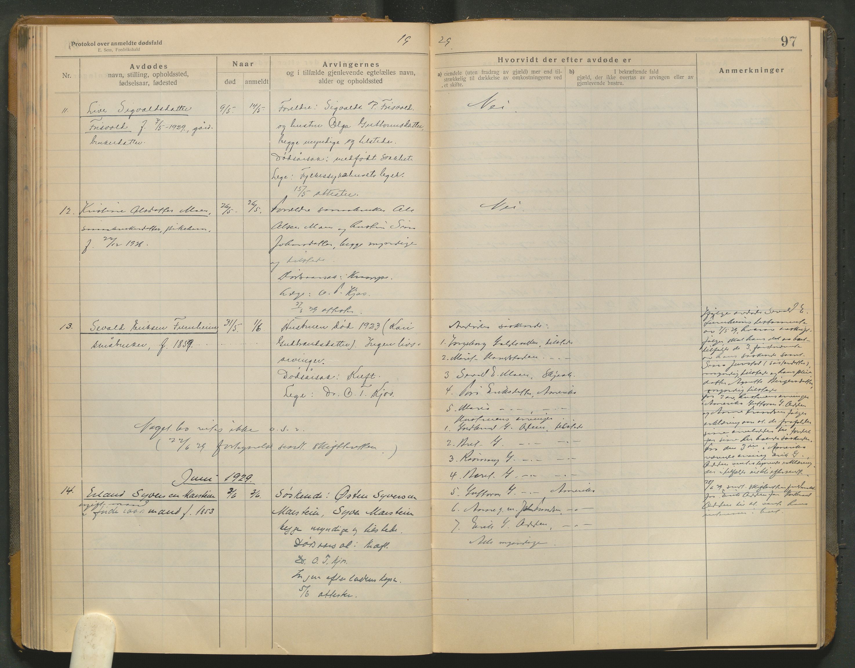 Lom lensmannskontor, AV/SAH-PGL-006/H/Ha/Haa/L0001/0004: Dødsfallsprotokoller / Dødsfallsprotokoll, 1922-1937, p. 97