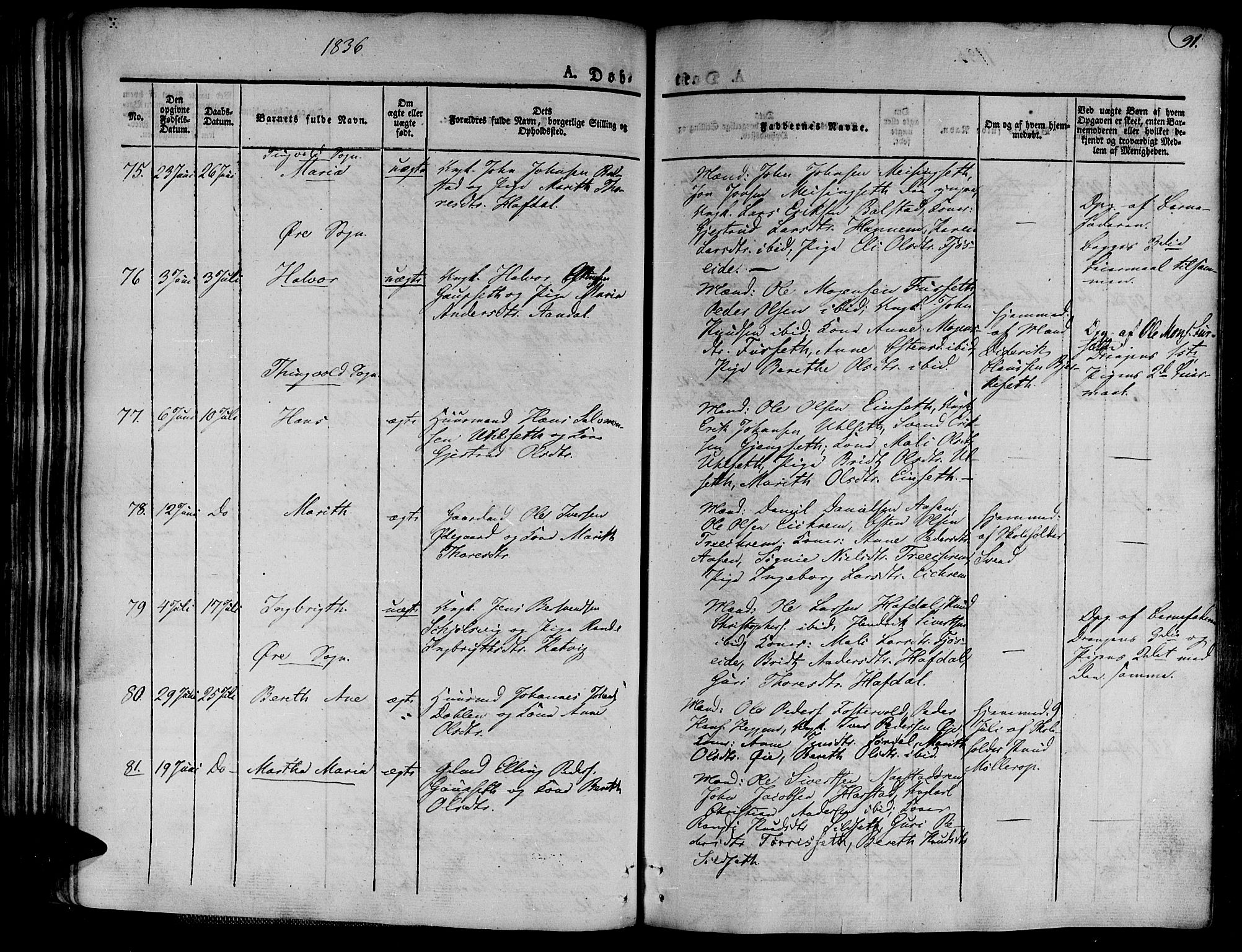 Ministerialprotokoller, klokkerbøker og fødselsregistre - Møre og Romsdal, AV/SAT-A-1454/586/L0983: Parish register (official) no. 586A09, 1829-1843, p. 91