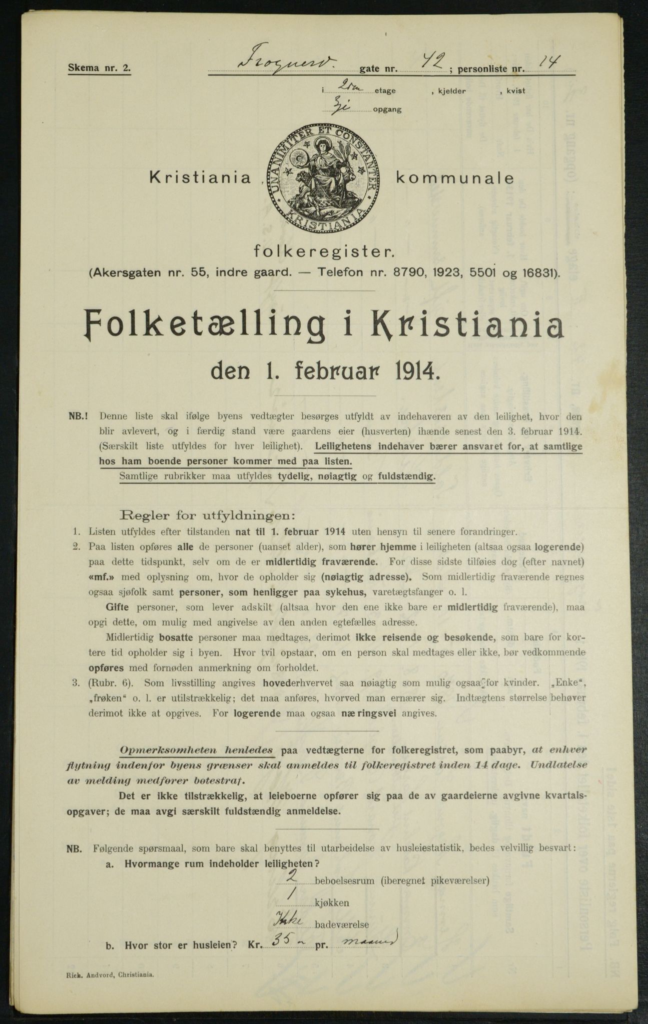 OBA, Municipal Census 1914 for Kristiania, 1914, p. 27866