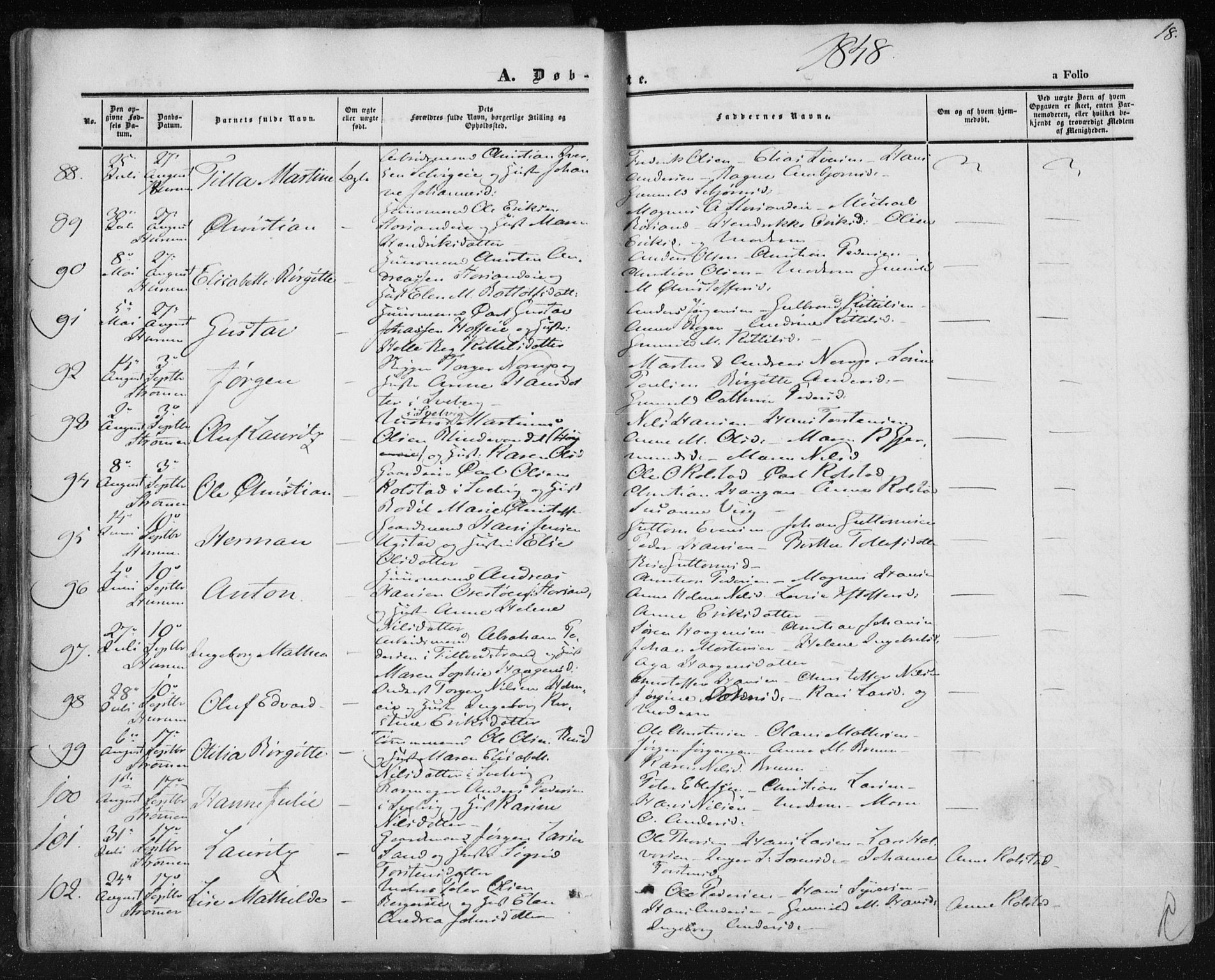 Hurum kirkebøker, SAKO/A-229/F/Fa/L0011: Parish register (official) no. 11, 1847-1860, p. 18
