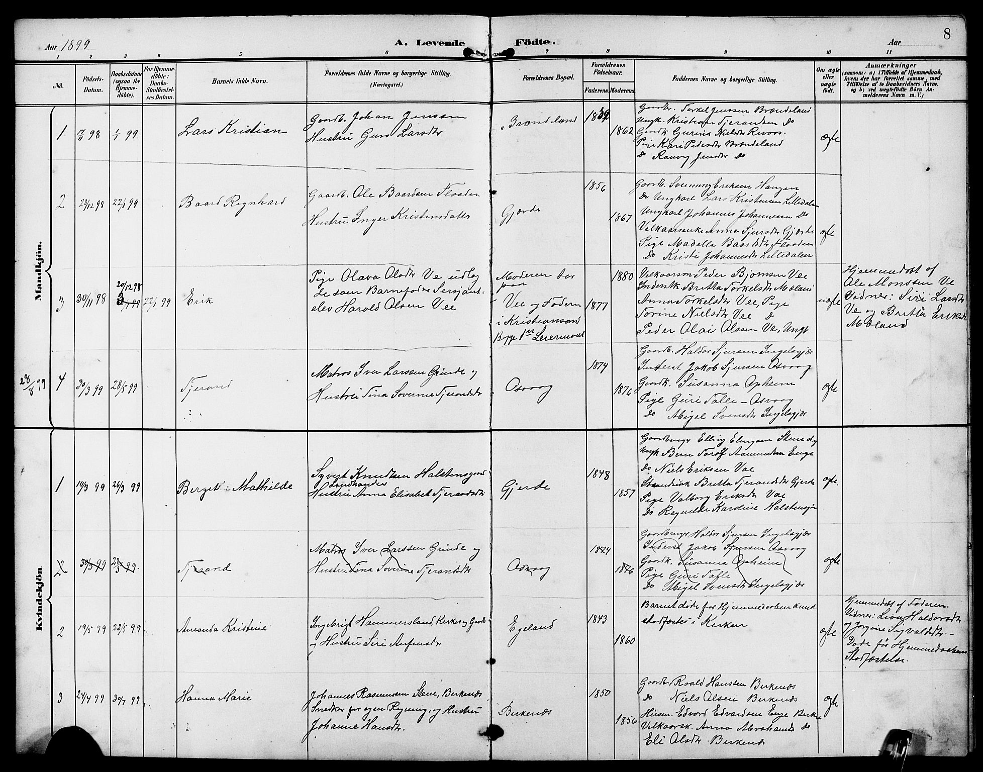 Etne sokneprestembete, SAB/A-75001/H/Hab: Parish register (copy) no. B 5, 1898-1926, p. 8