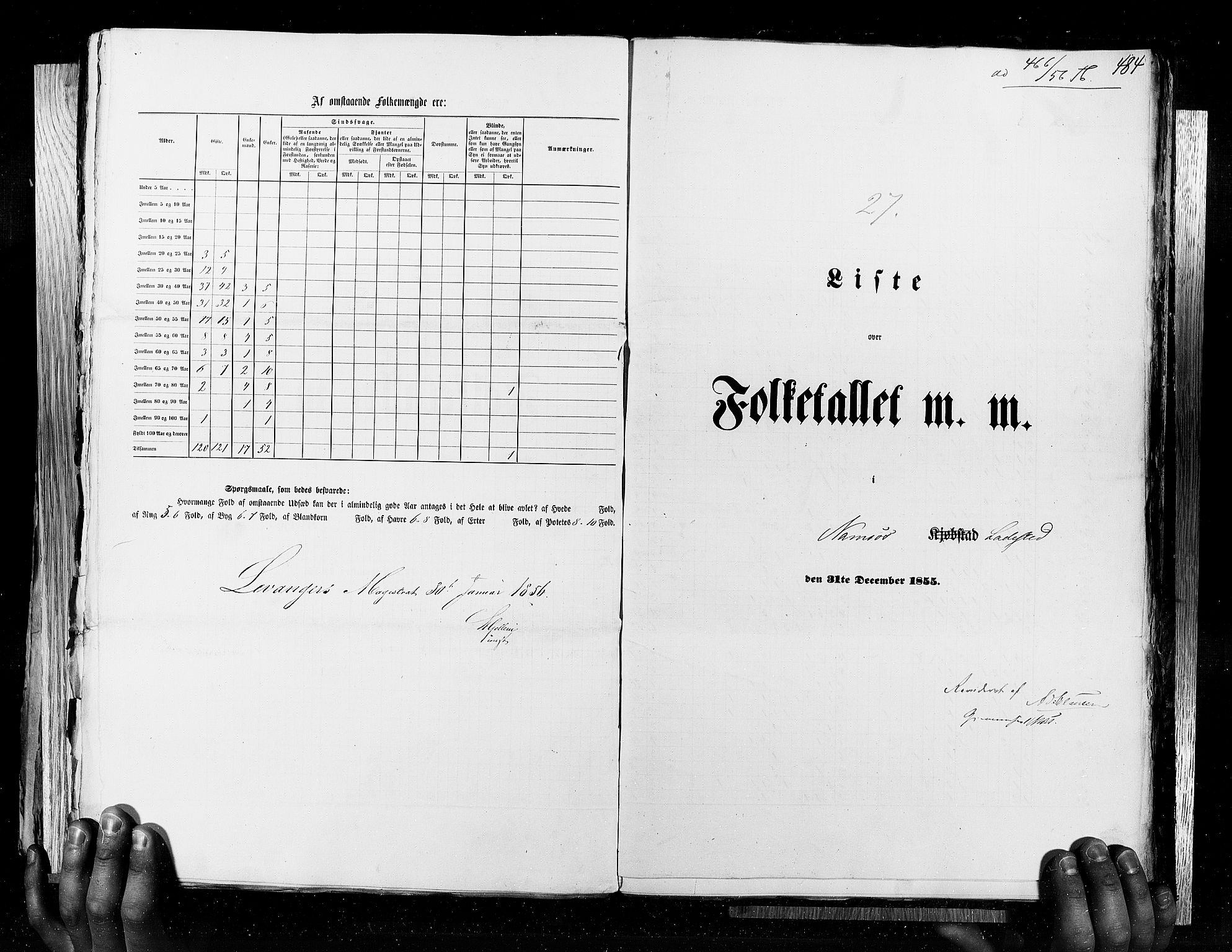 RA, Census 1855, vol. 8: Risør-Vadsø, 1855, p. 484