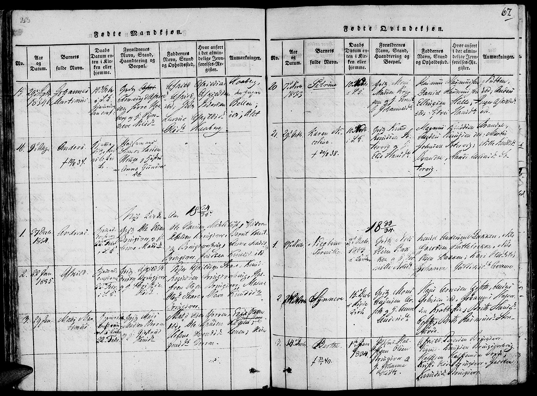 Ministerialprotokoller, klokkerbøker og fødselsregistre - Møre og Romsdal, AV/SAT-A-1454/503/L0033: Parish register (official) no. 503A01, 1816-1841, p. 67