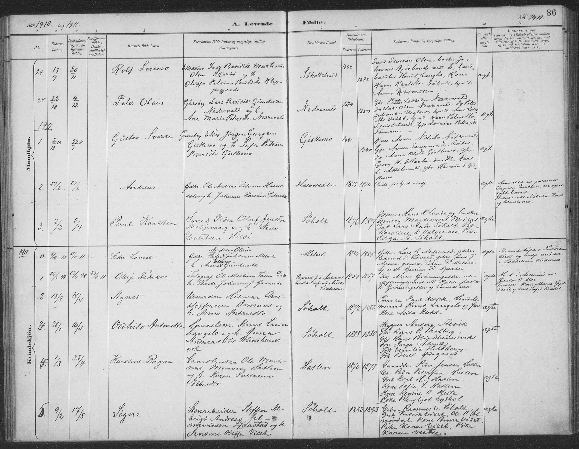 Ministerialprotokoller, klokkerbøker og fødselsregistre - Møre og Romsdal, SAT/A-1454/522/L0316: Parish register (official) no. 522A11, 1890-1911, p. 86