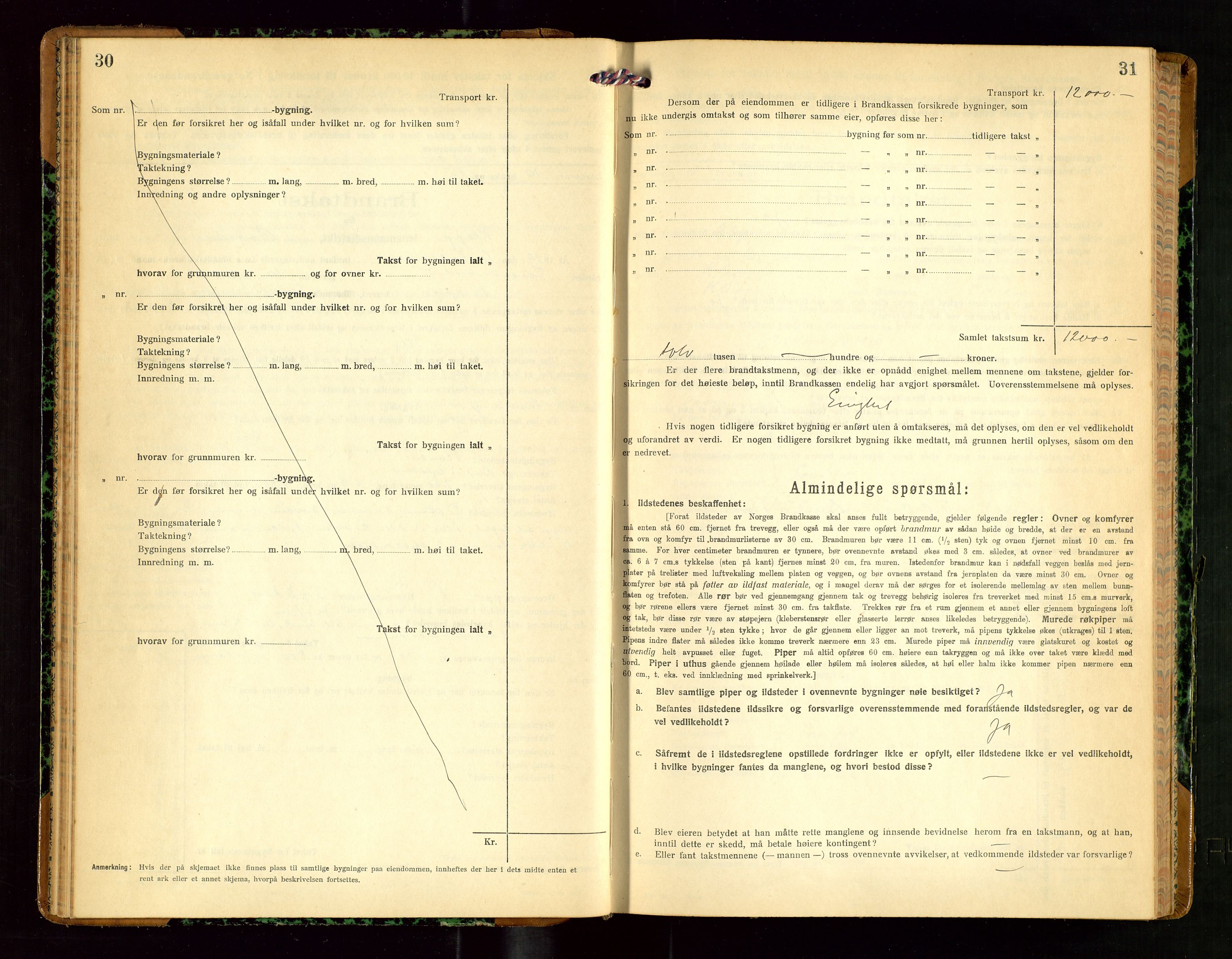 Klepp lensmannskontor, AV/SAST-A-100163/Goc/L0010: "Brandtakstprotokoll" m/register, 1919-1924, p. 30-31