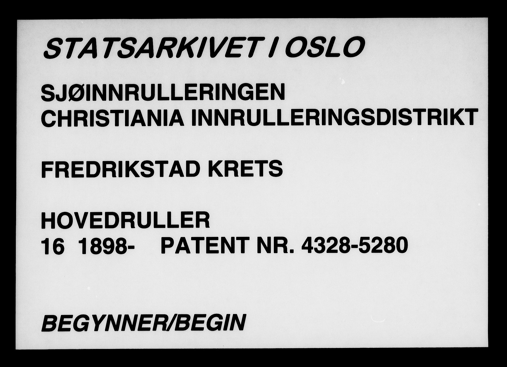 Fredrikstad mønstringskontor, AV/SAO-A-10569b/F/Fc/Fcb/L0016: Hovedrulle, 1898, p. 1