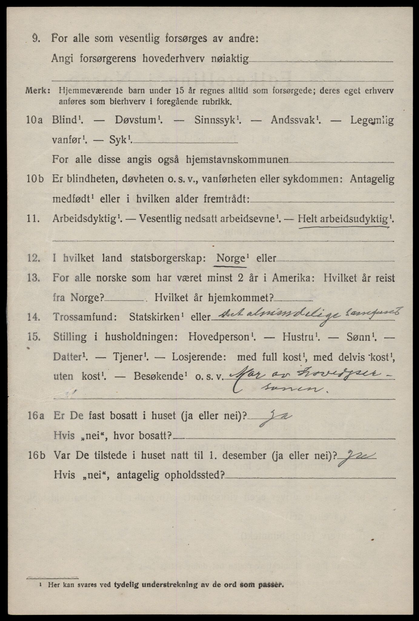 SAST, 1920 census for Helleland, 1920, p. 984