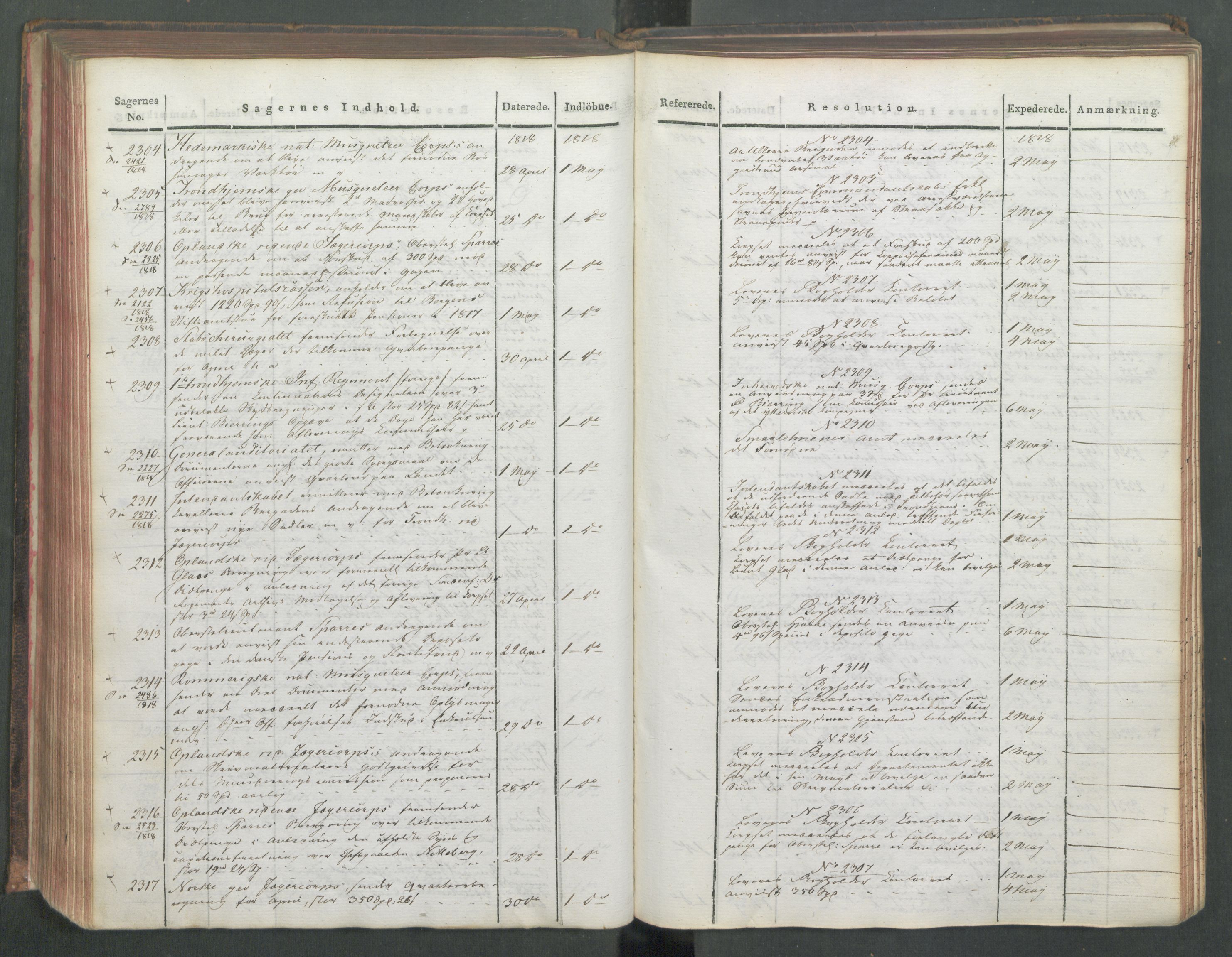 Armédepartementet, AV/RA-RAFA-3493/C/Ca/L0015: 6. Departements Journal, 1818