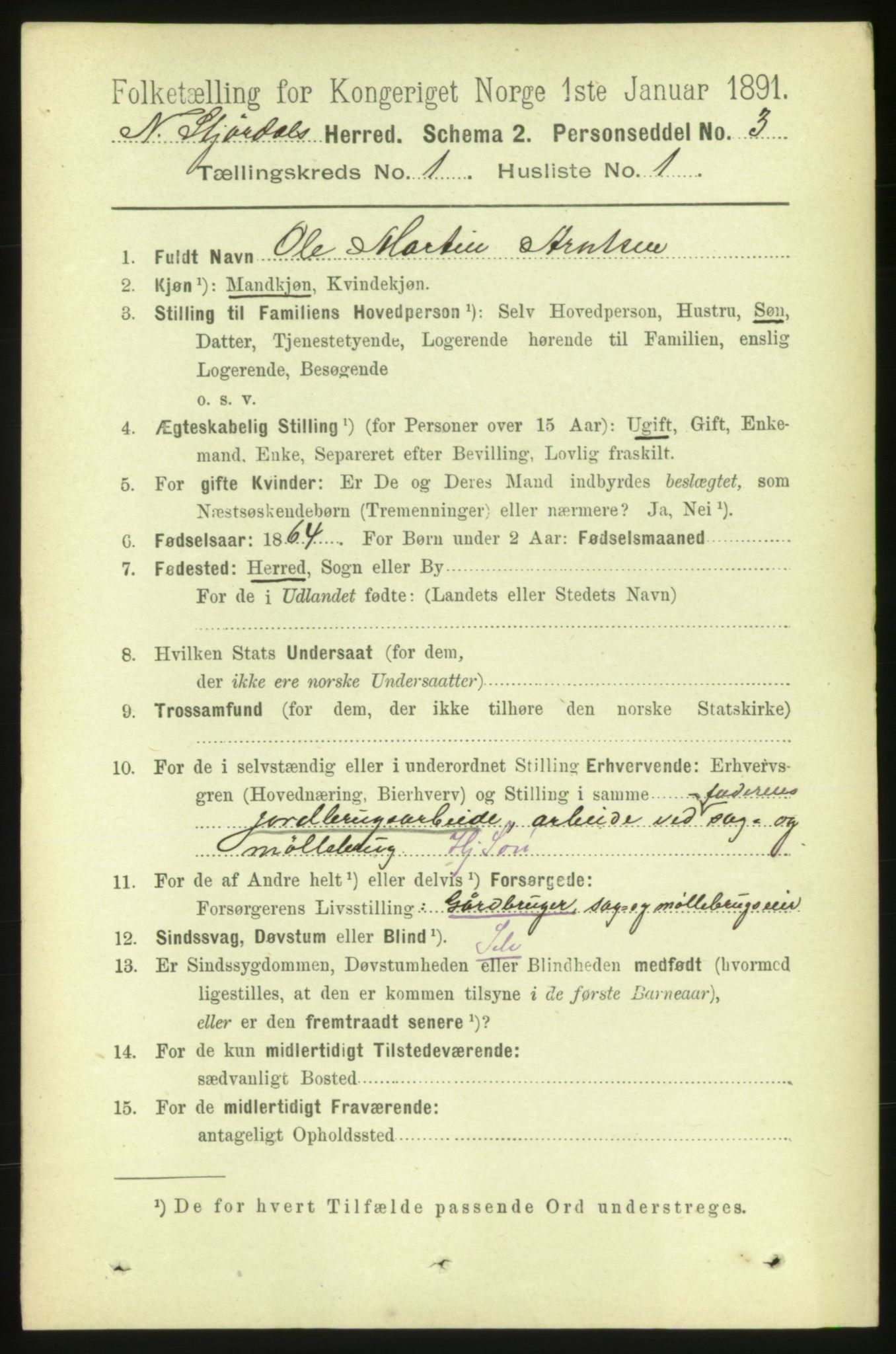 RA, 1891 census for 1714 Nedre Stjørdal, 1891, p. 99