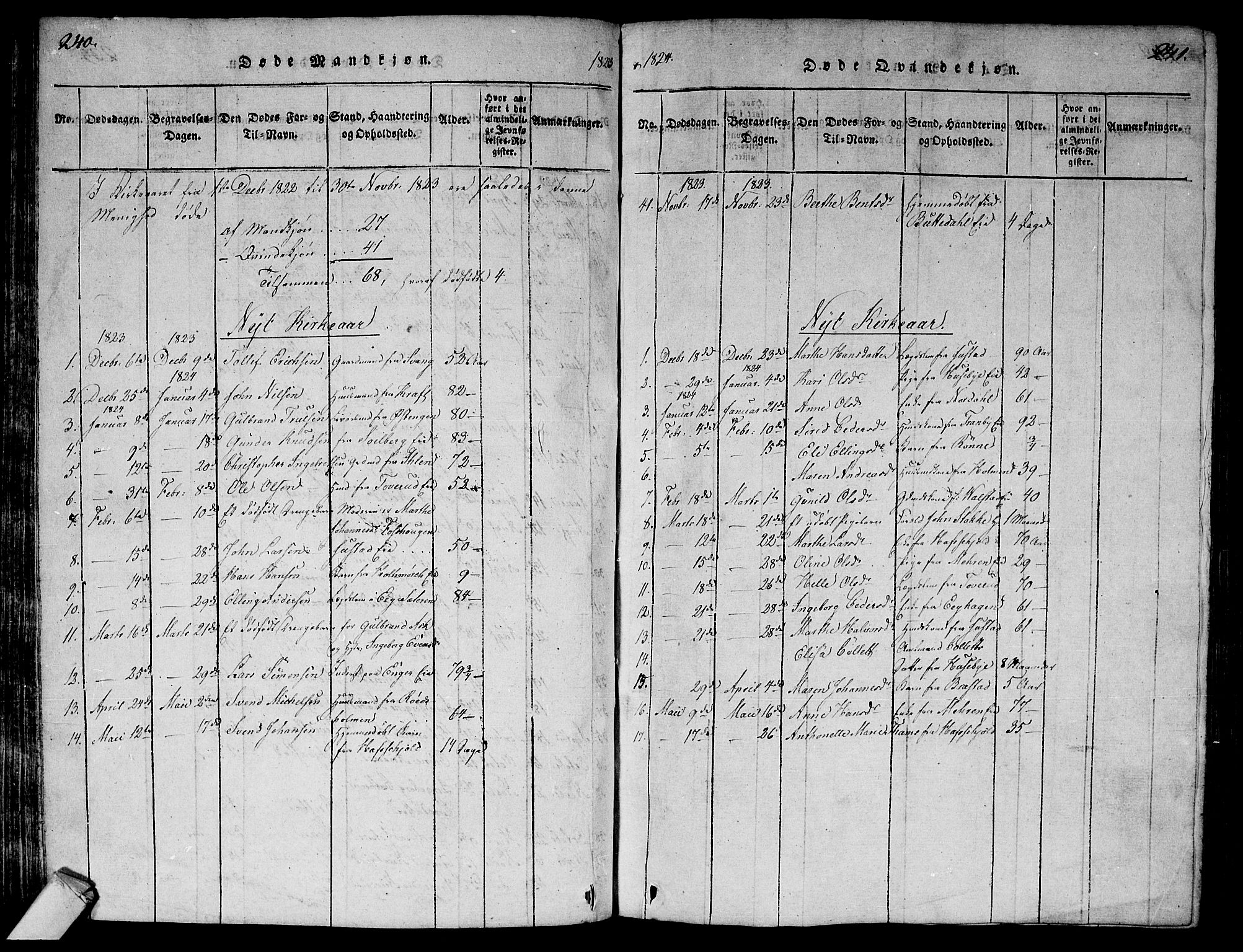 Lier kirkebøker, AV/SAKO-A-230/G/Ga/L0001: Parish register (copy) no. I 1, 1813-1824, p. 240-241