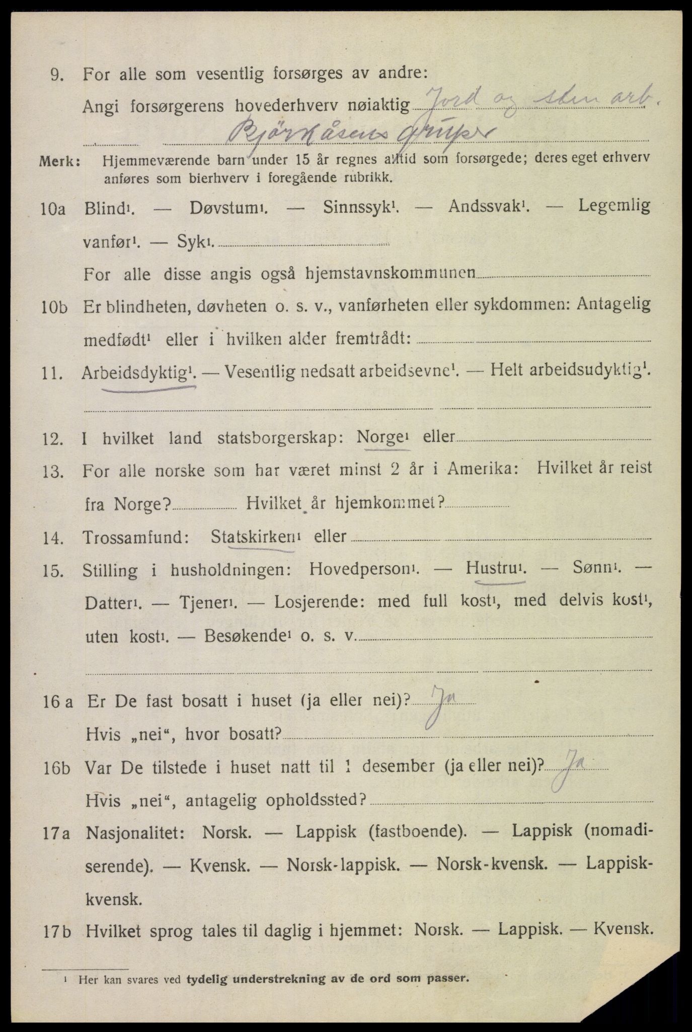 SAT, 1920 census for Evenes, 1920, p. 9573