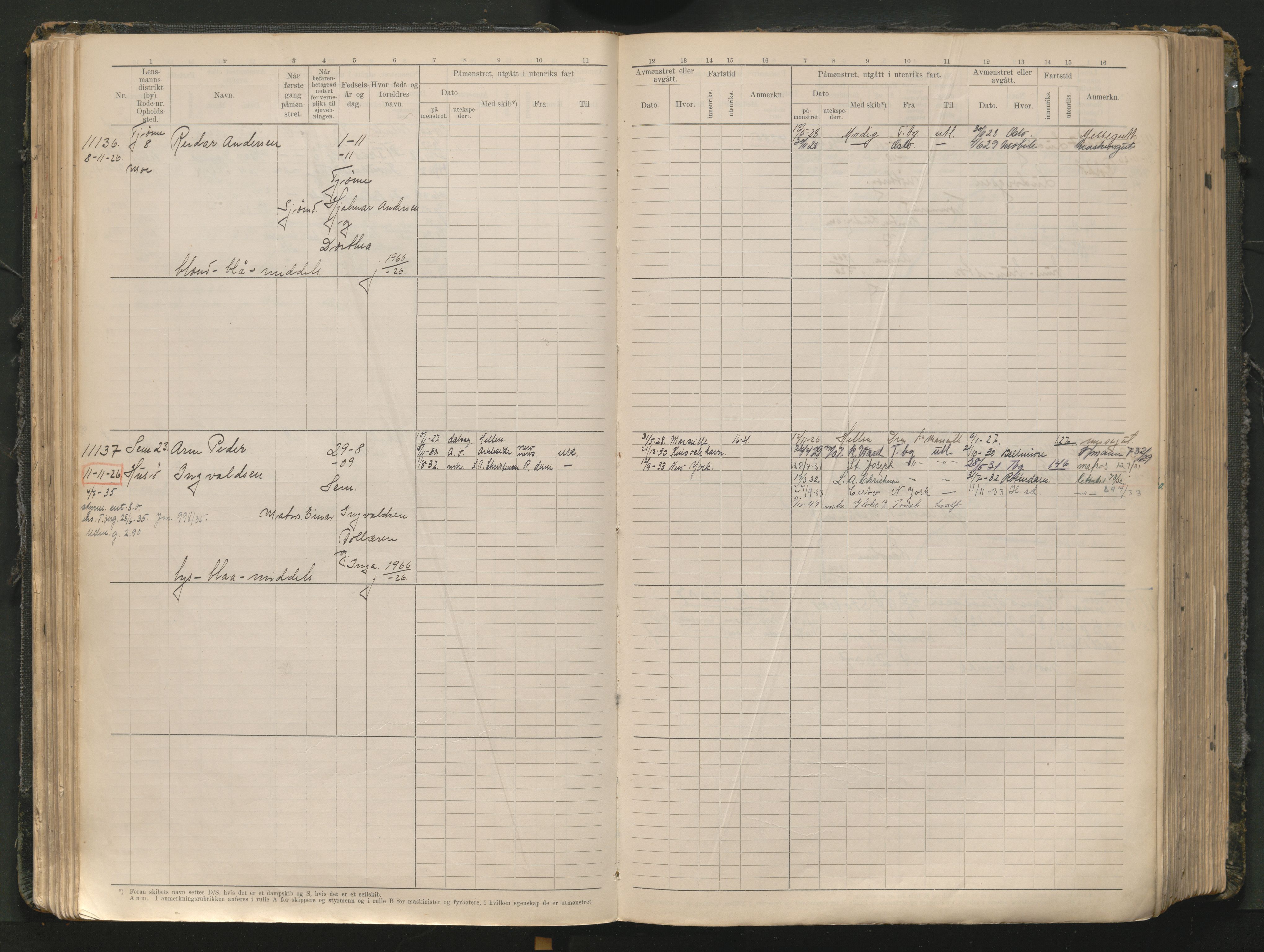 Tønsberg innrulleringskontor, AV/SAKO-A-786/F/Fc/Fcb/L0012: Hovedrulle Patent nr. 10828-12216, 1925-1948