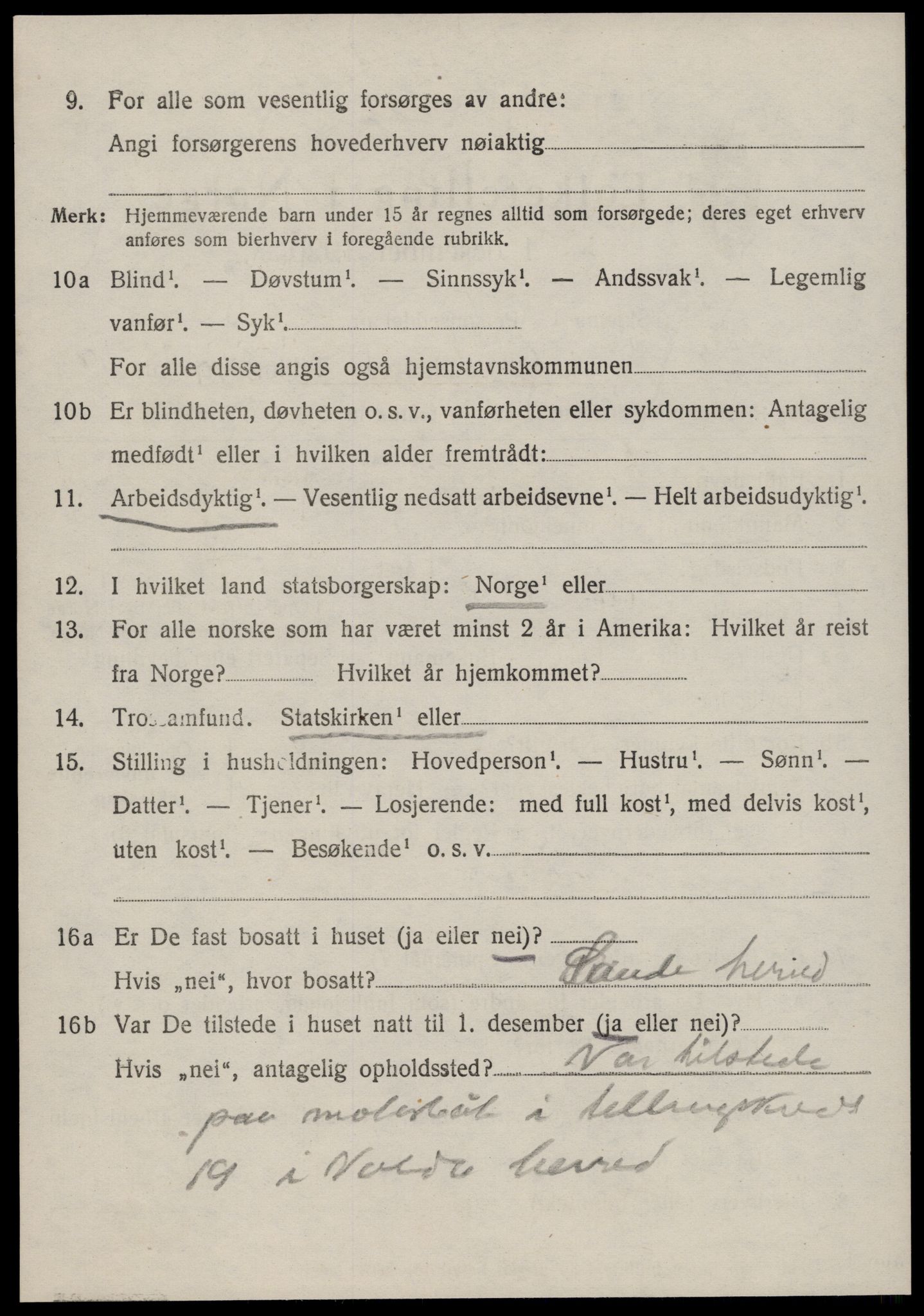 SAT, 1920 census for Volda, 1920, p. 10505