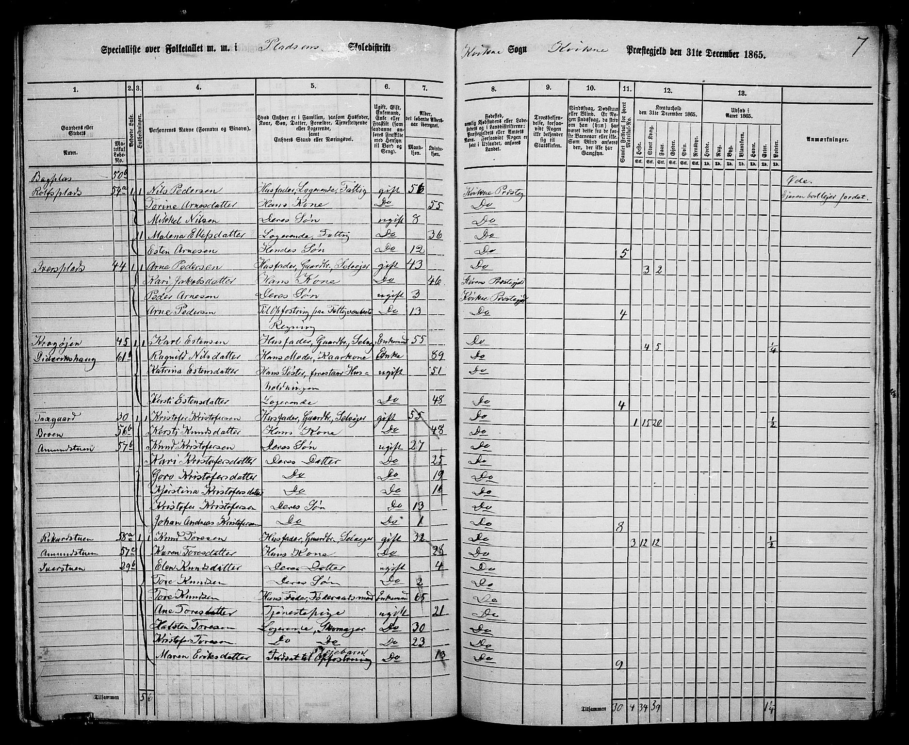 RA, 1865 census for Kvikne, 1865, p. 21