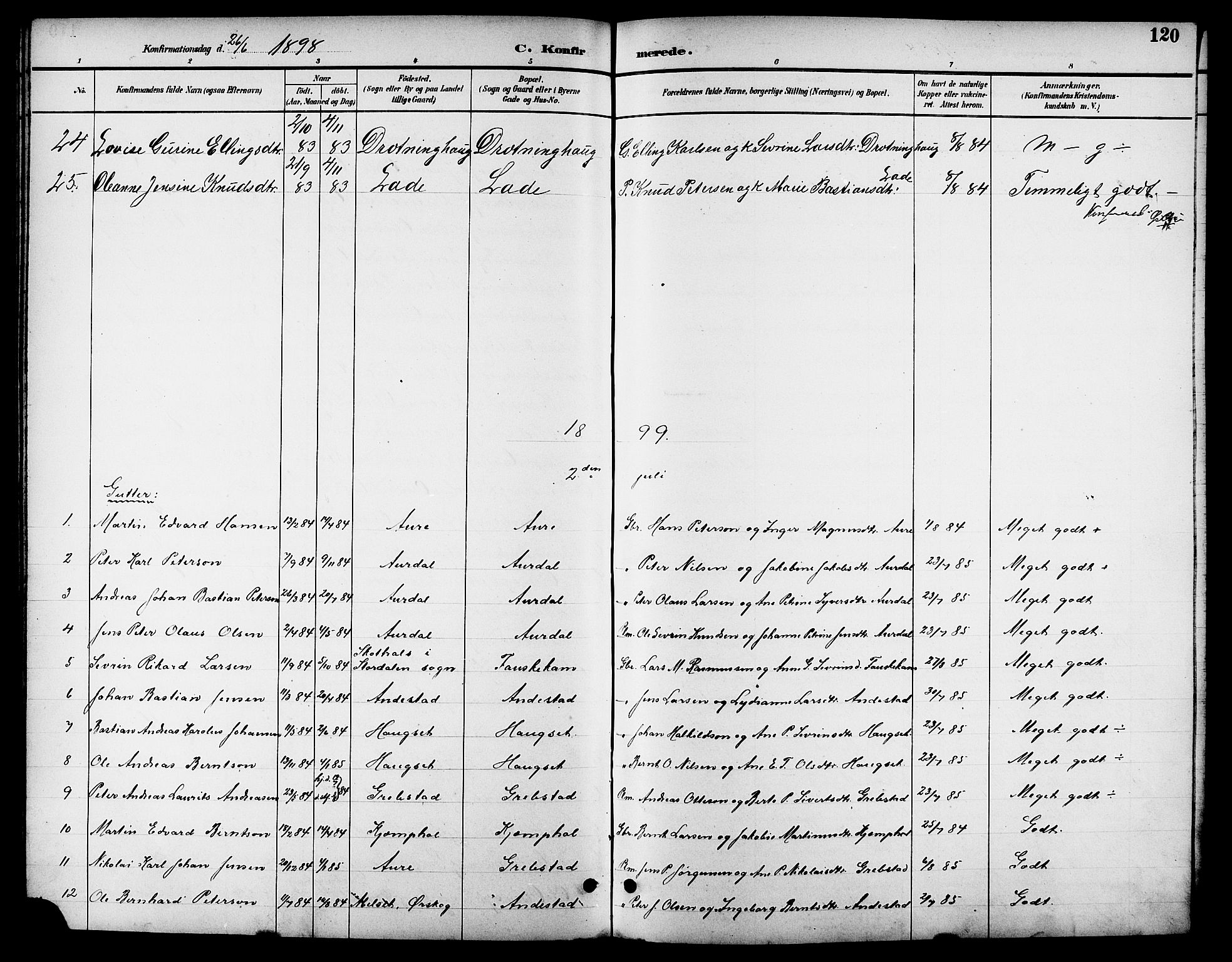 Ministerialprotokoller, klokkerbøker og fødselsregistre - Møre og Romsdal, AV/SAT-A-1454/523/L0340: Parish register (copy) no. 523C03, 1892-1902, p. 120