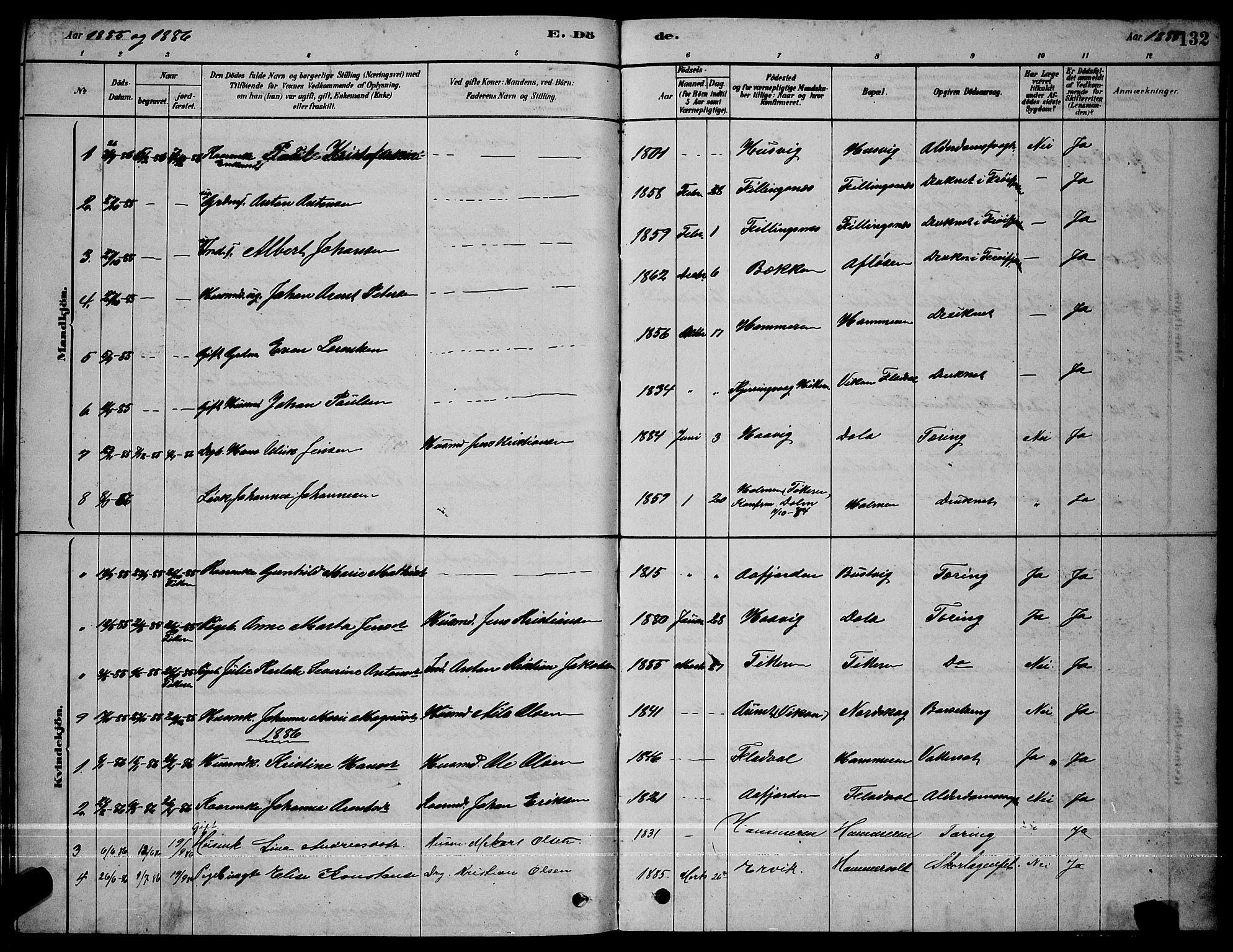 Ministerialprotokoller, klokkerbøker og fødselsregistre - Sør-Trøndelag, SAT/A-1456/641/L0597: Parish register (copy) no. 641C01, 1878-1893, p. 132