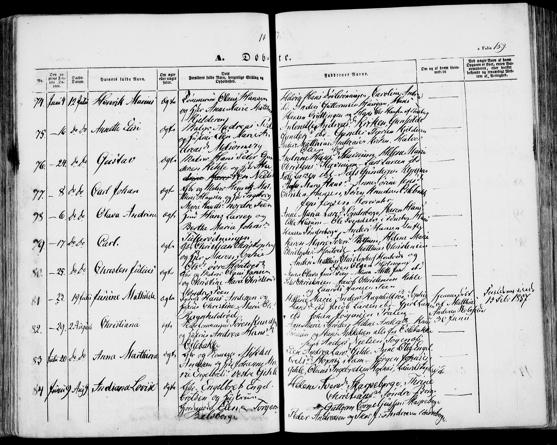 Stokke kirkebøker, AV/SAKO-A-320/F/Fa/L0007: Parish register (official) no. I 7, 1844-1857, p. 159