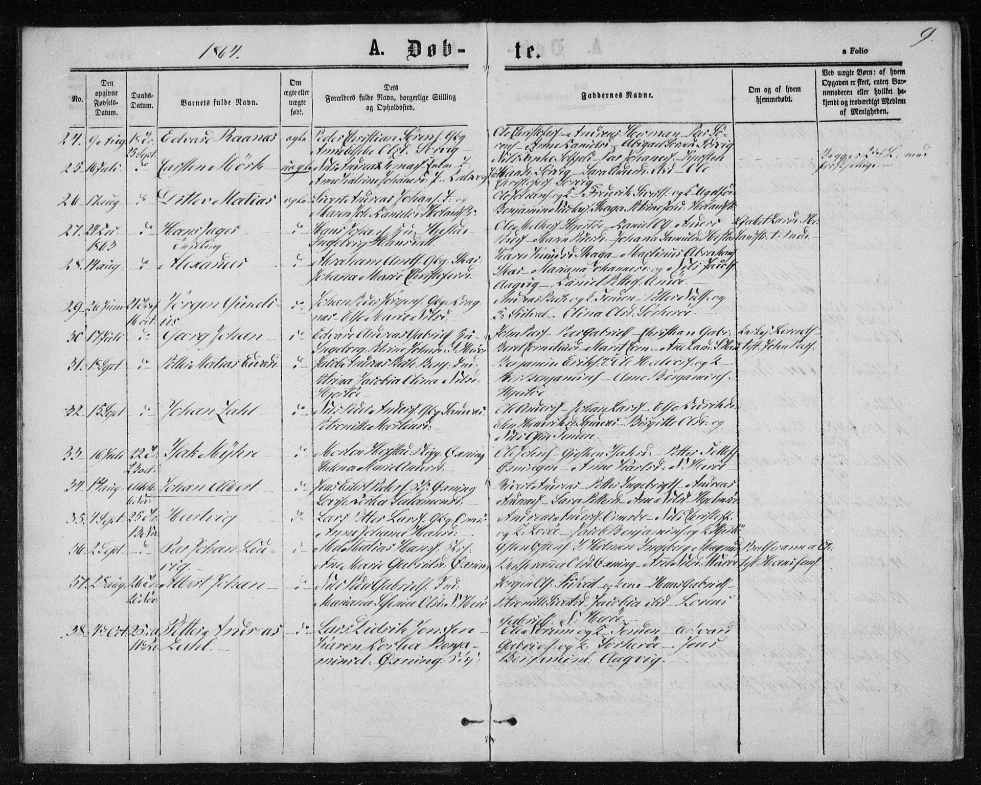 Ministerialprotokoller, klokkerbøker og fødselsregistre - Nordland, AV/SAT-A-1459/834/L0505: Parish register (official) no. 834A03, 1862-1871, p. 9