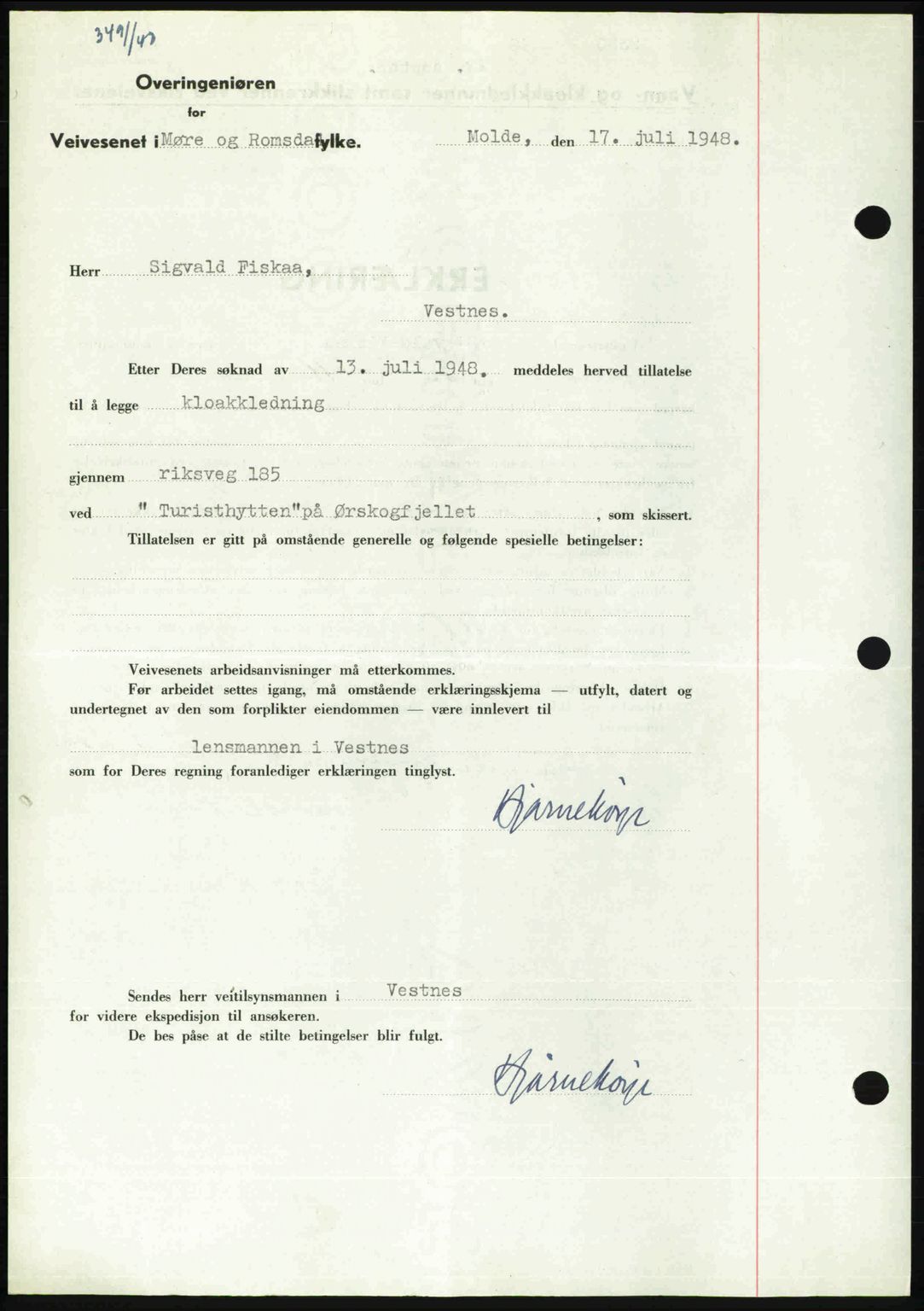 Romsdal sorenskriveri, AV/SAT-A-4149/1/2/2C: Mortgage book no. A27, 1948-1948, Diary no: : 2380/1948