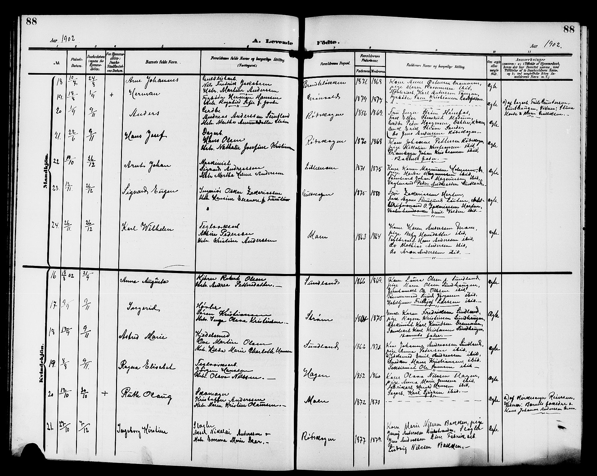 Strømsgodset kirkebøker, SAKO/A-324/G/Ga/L0002: Parish register (copy) no. 2, 1885-1910, p. 88