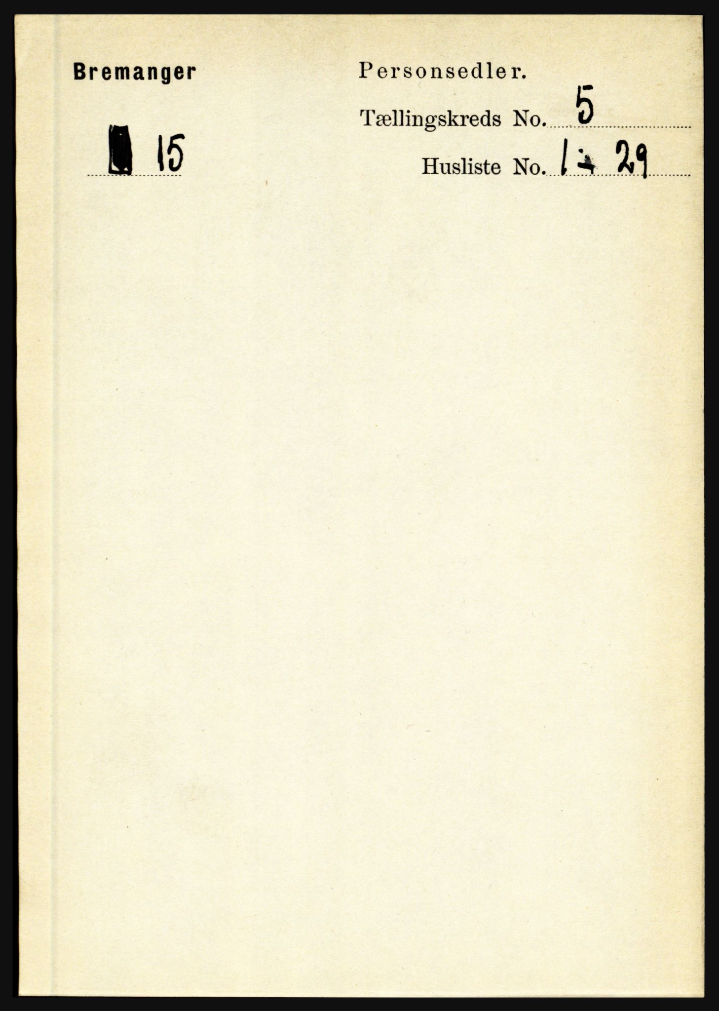 RA, 1891 census for 1438 Bremanger, 1891, p. 1964