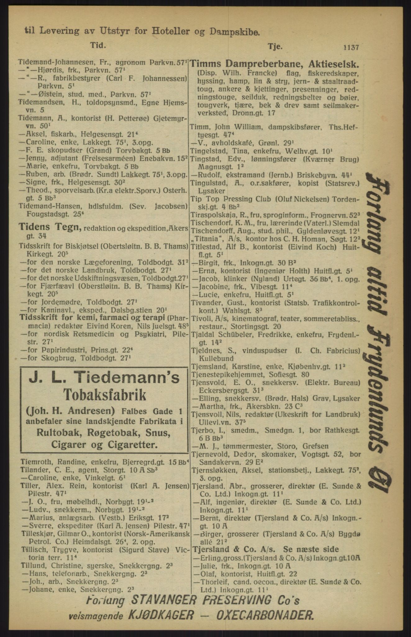 Kristiania/Oslo adressebok, PUBL/-, 1915, p. 1137