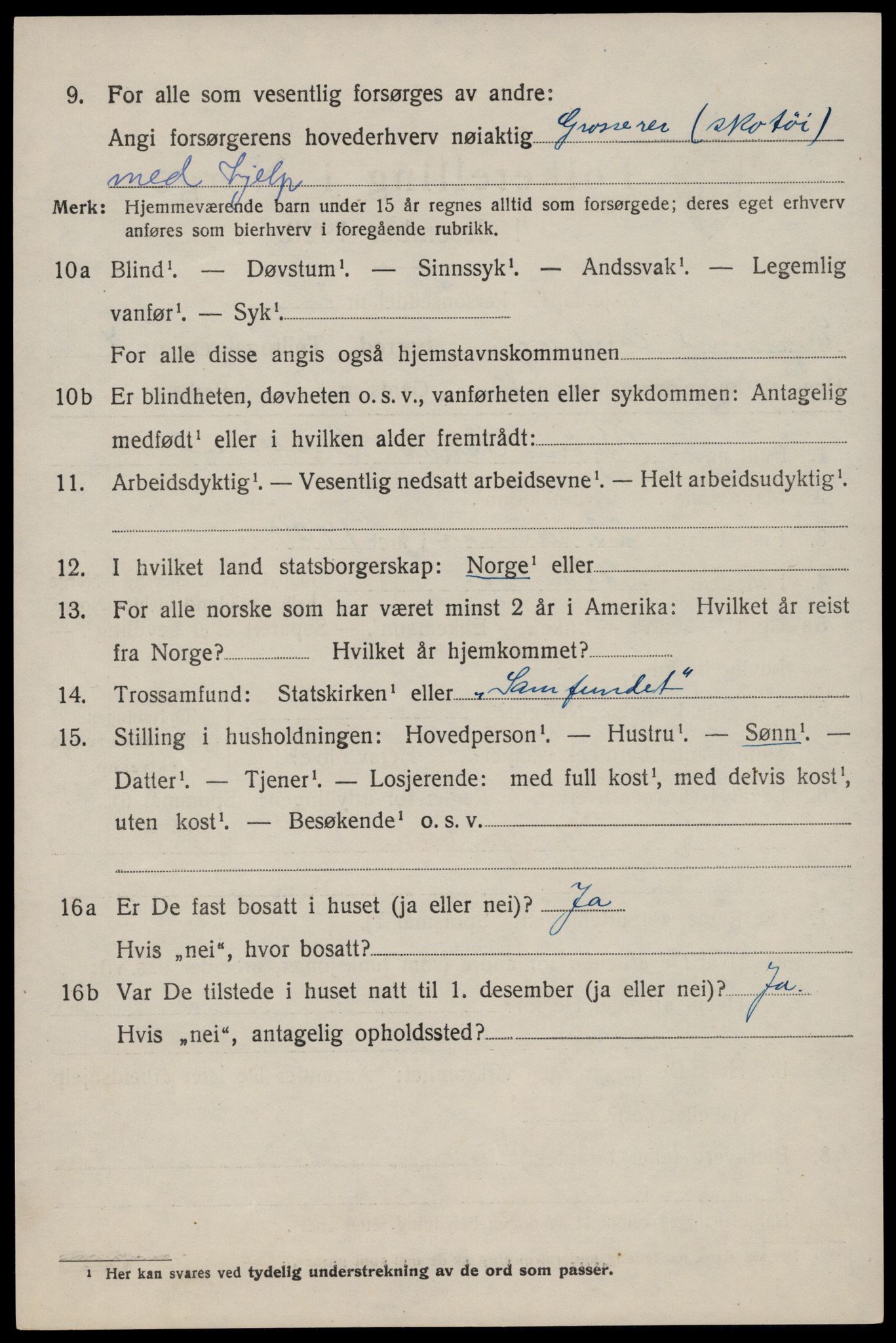 SAST, 1920 census for Eigersund, 1920, p. 2922