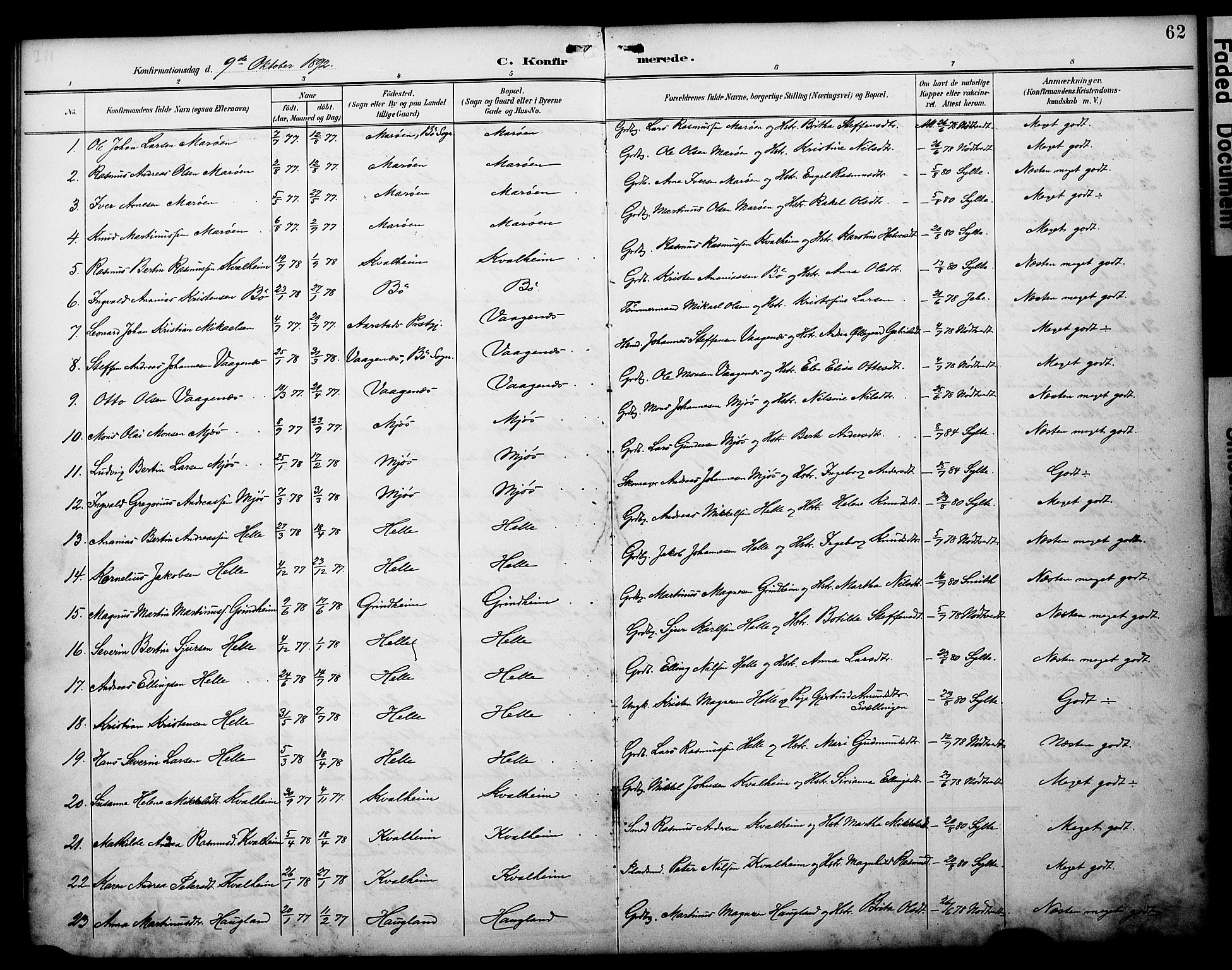 Manger sokneprestembete, AV/SAB-A-76801/H/Haa: Parish register (official) no. C 2, 1891-1902, p. 62