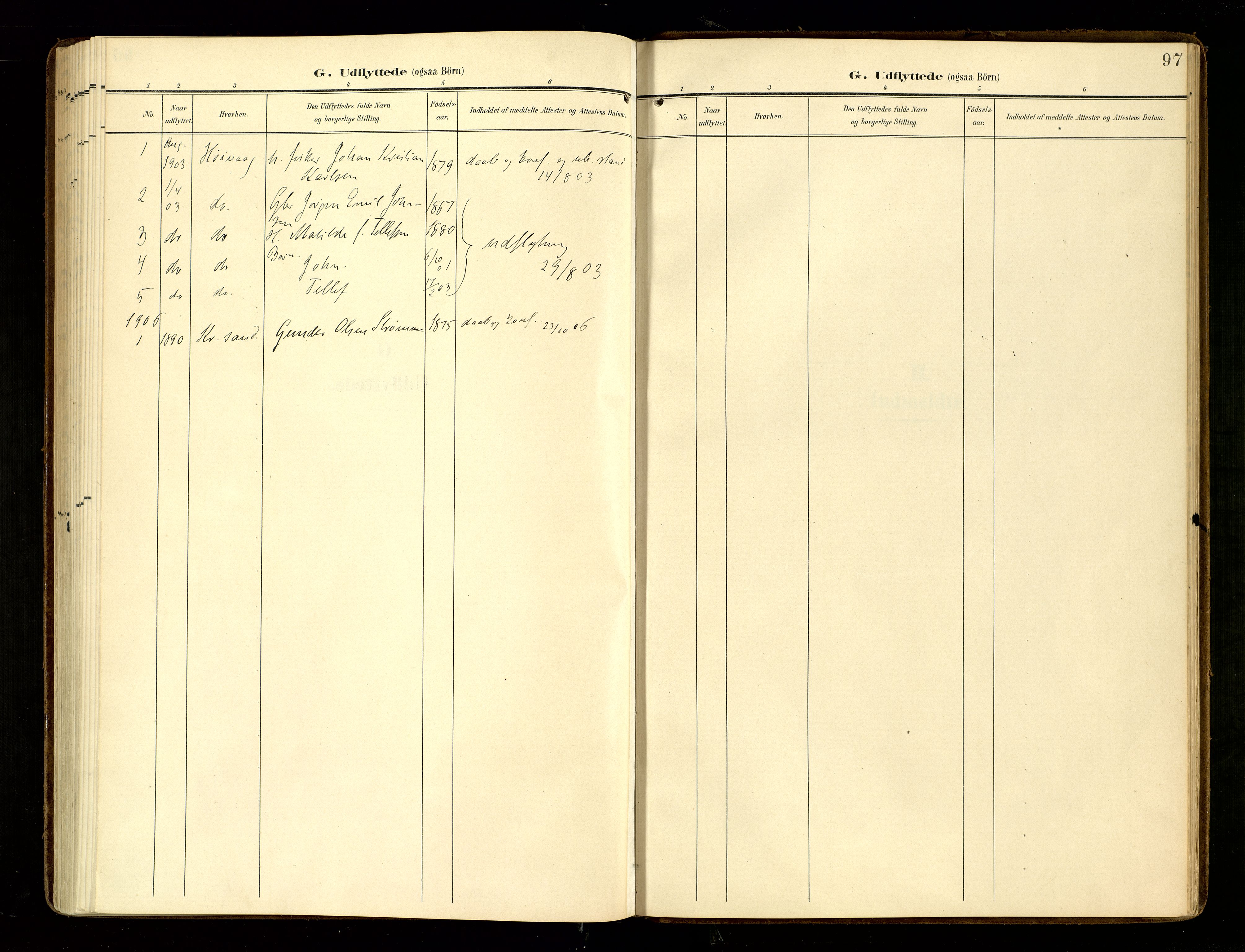 Oddernes sokneprestkontor, SAK/1111-0033/F/Fa/Fab/L0003: Parish register (official) no. A 3, 1903-1916, p. 97
