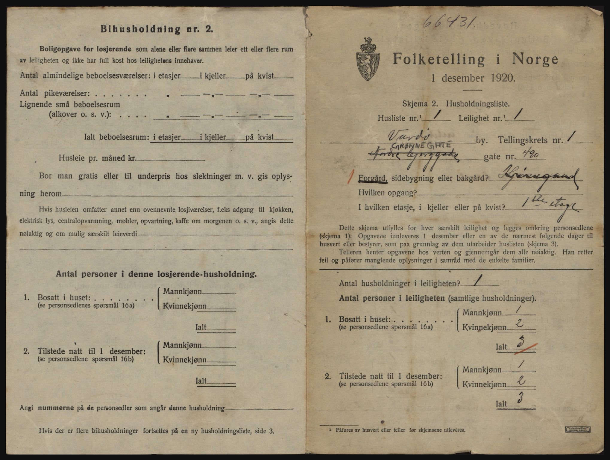 SATØ, 1920 census for Vardø, 1920, p. 917