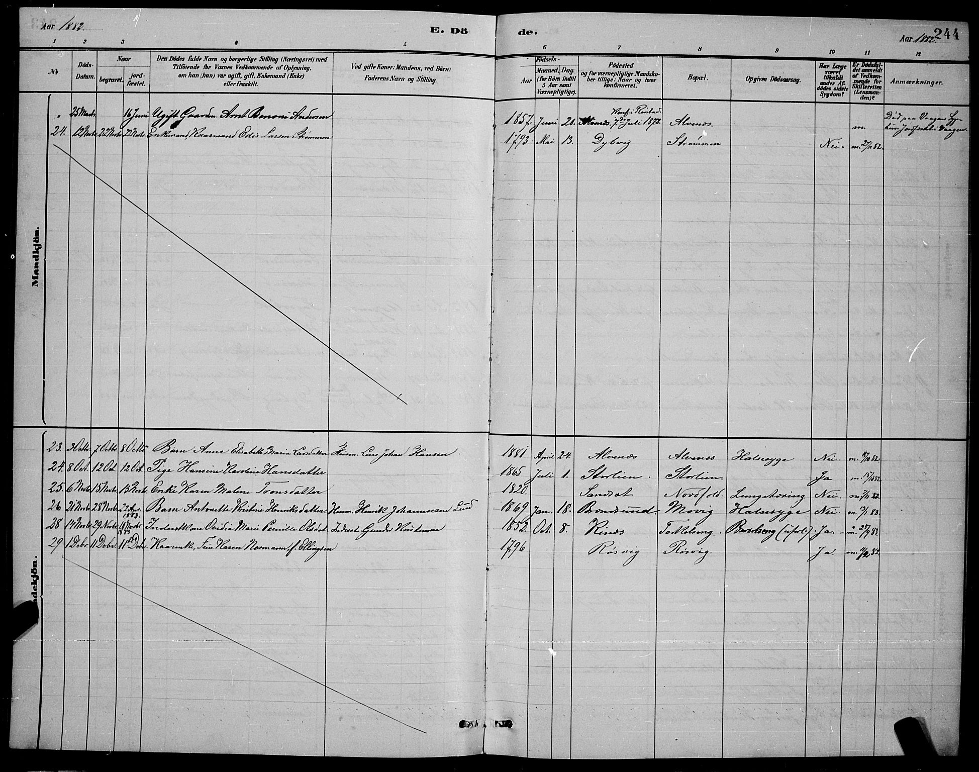 Ministerialprotokoller, klokkerbøker og fødselsregistre - Nordland, AV/SAT-A-1459/853/L0772: Parish register (official) no. 853A11, 1881-1900, p. 244