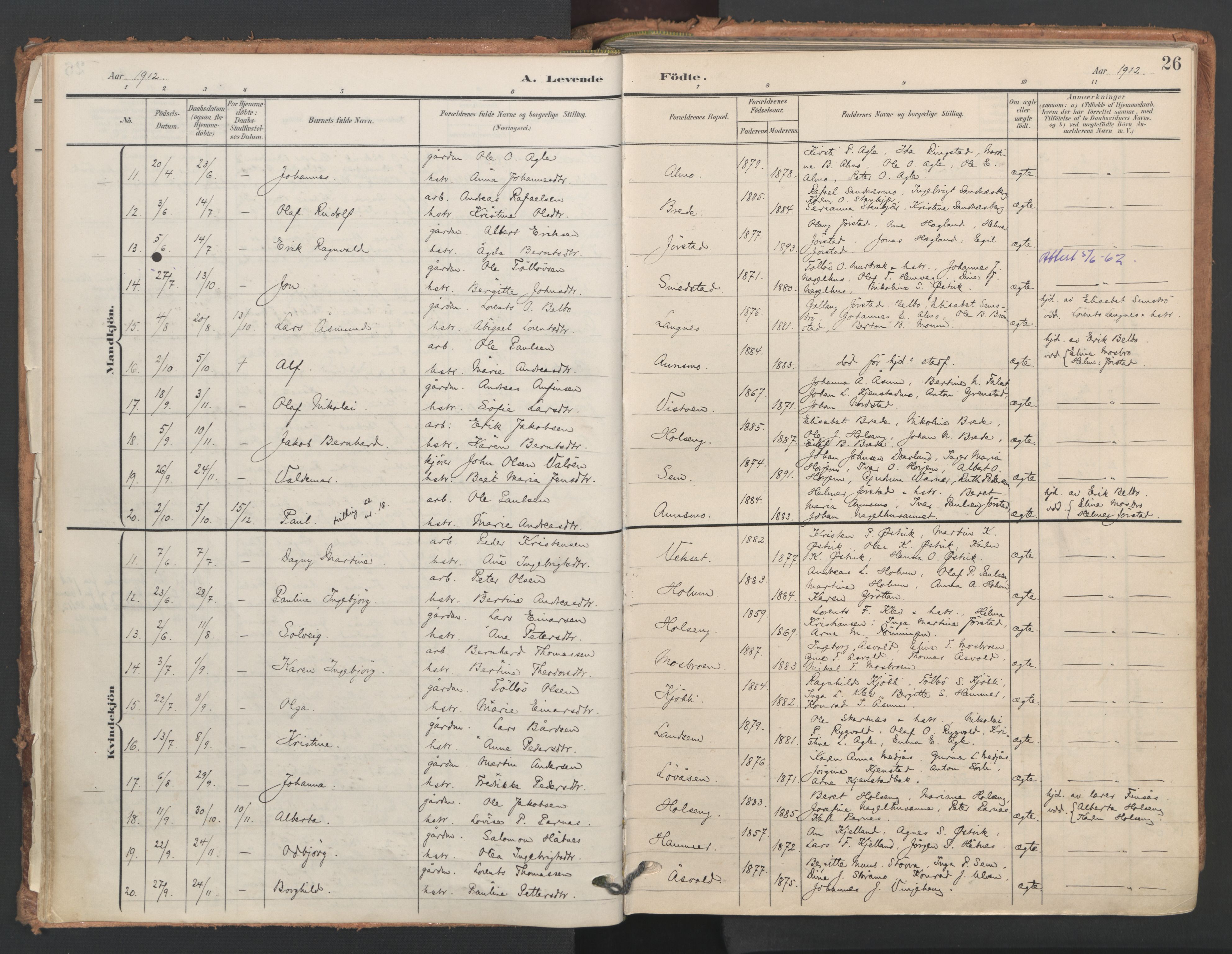 Ministerialprotokoller, klokkerbøker og fødselsregistre - Nord-Trøndelag, AV/SAT-A-1458/749/L0477: Parish register (official) no. 749A11, 1902-1927, p. 26