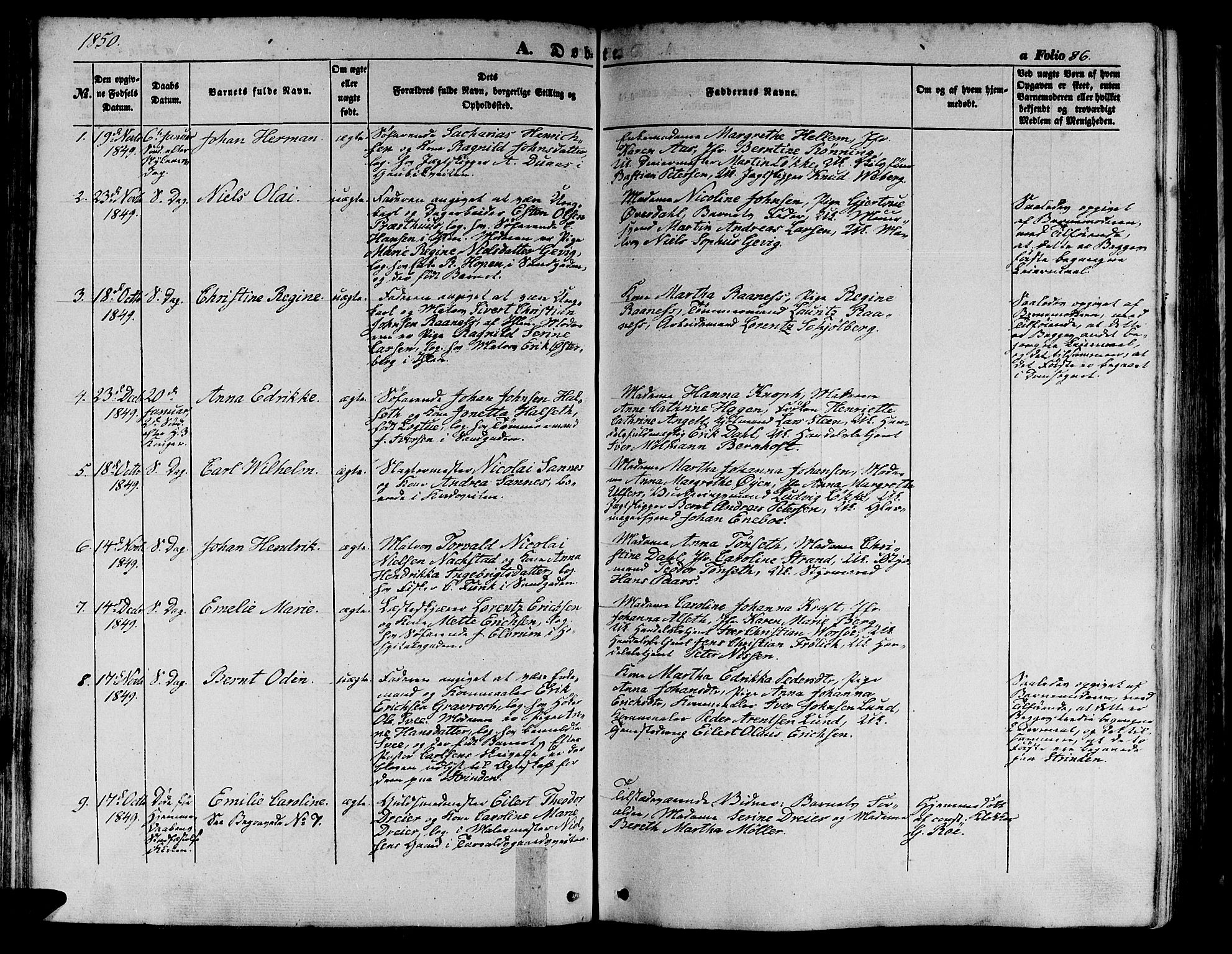 Ministerialprotokoller, klokkerbøker og fødselsregistre - Sør-Trøndelag, SAT/A-1456/602/L0137: Parish register (copy) no. 602C05, 1846-1856, p. 86