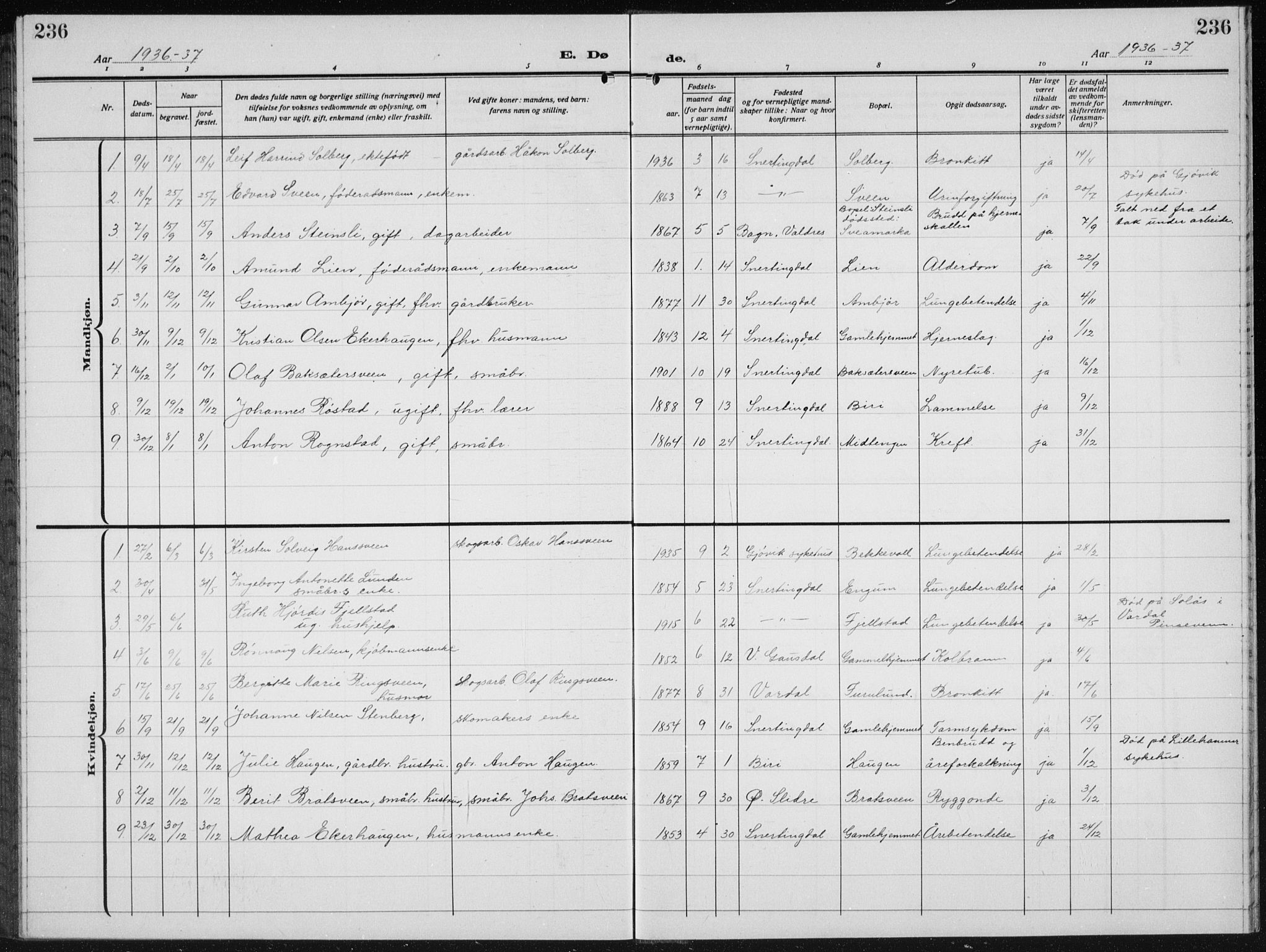 Biri prestekontor, SAH/PREST-096/H/Ha/Hab/L0007: Parish register (copy) no. 7, 1919-1941, p. 236