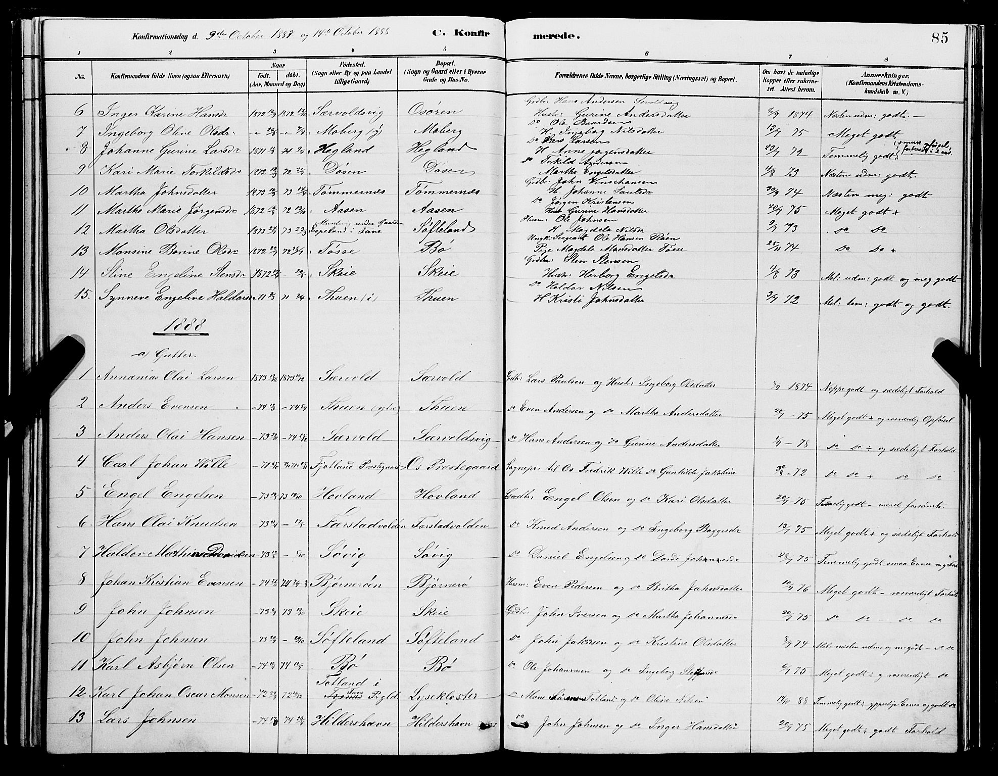 Os sokneprestembete, SAB/A-99929: Parish register (copy) no. A 2, 1880-1896, p. 85