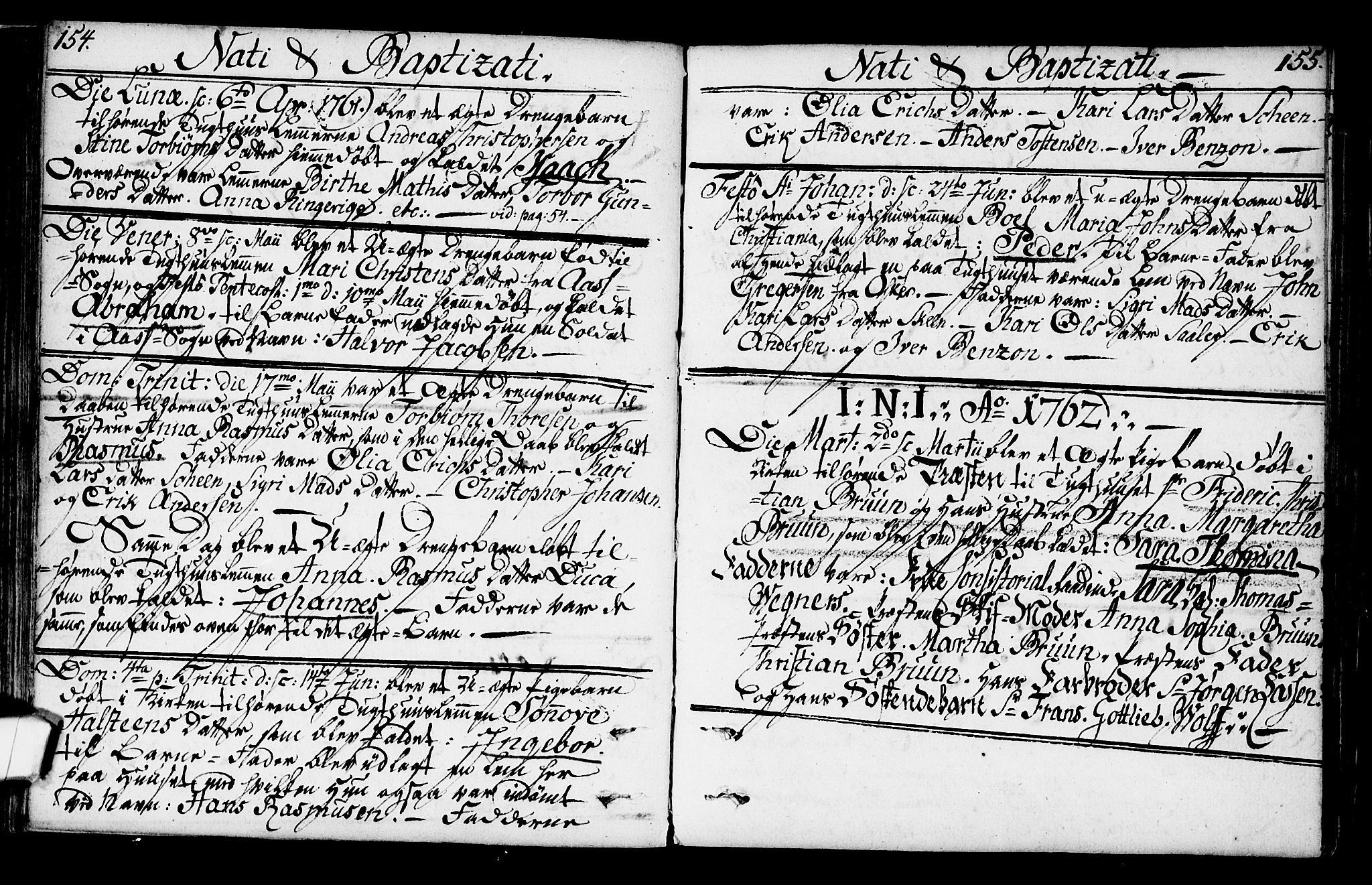 Kristiania tukthusprest Kirkebøker, SAO/A-10881/F/Fa/L0001: Parish register (official) no. 1, 1758-1828, p. 154-155