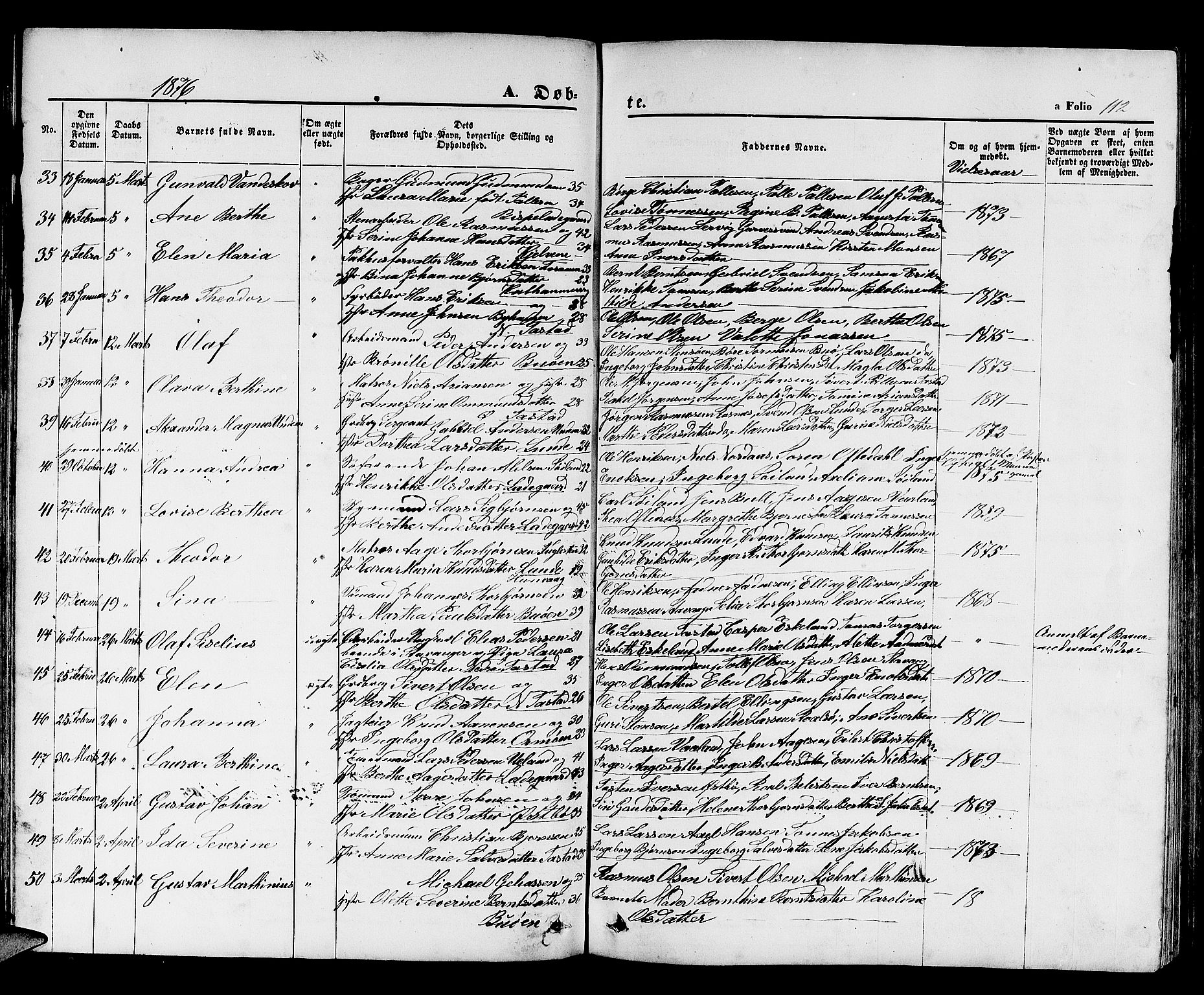 Hetland sokneprestkontor, SAST/A-101826/30/30BB/L0003: Parish register (copy) no. B 3, 1863-1877, p. 112