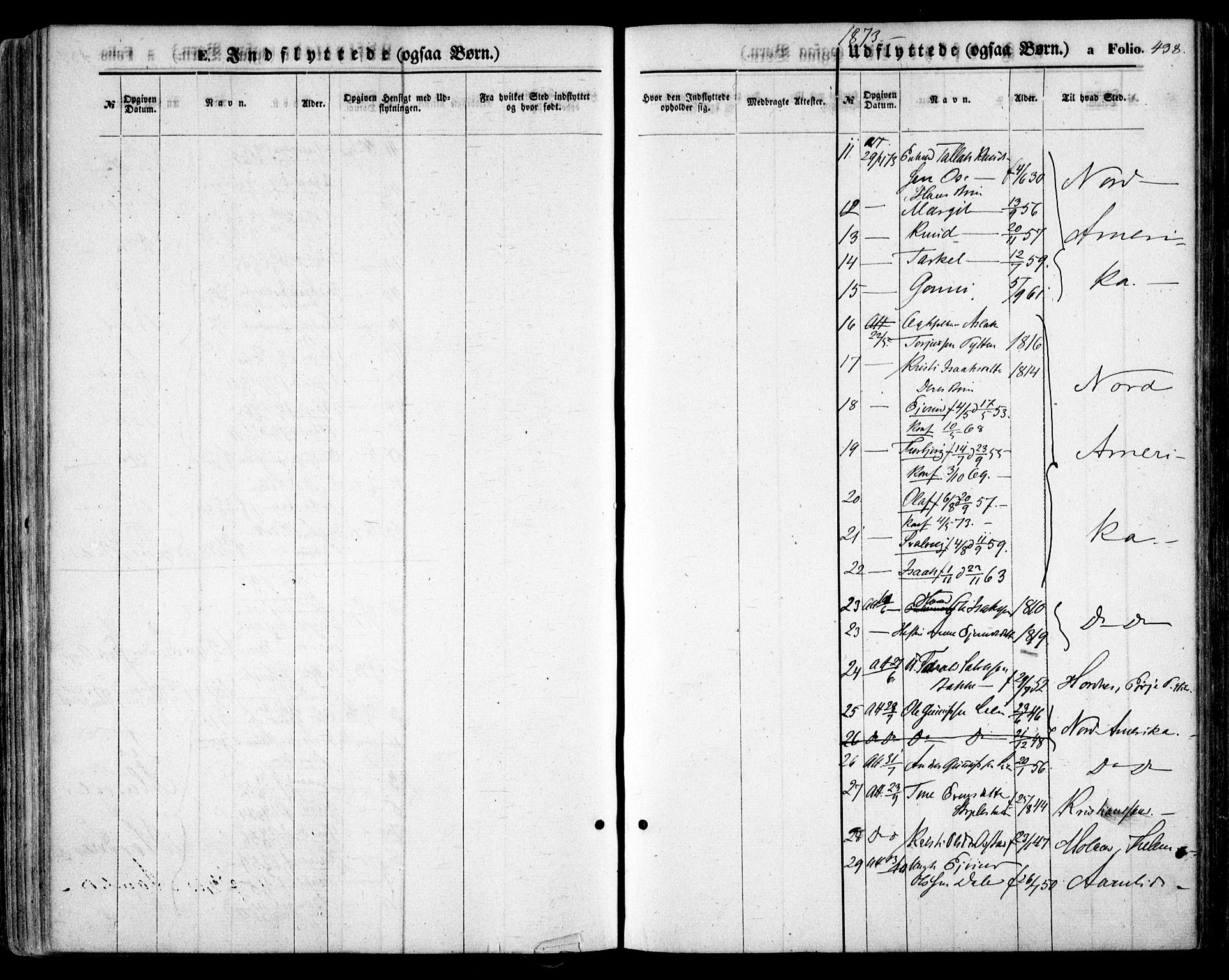 Bygland sokneprestkontor, SAK/1111-0006/F/Fa/Fab/L0005: Parish register (official) no. A 5, 1859-1873, p. 438