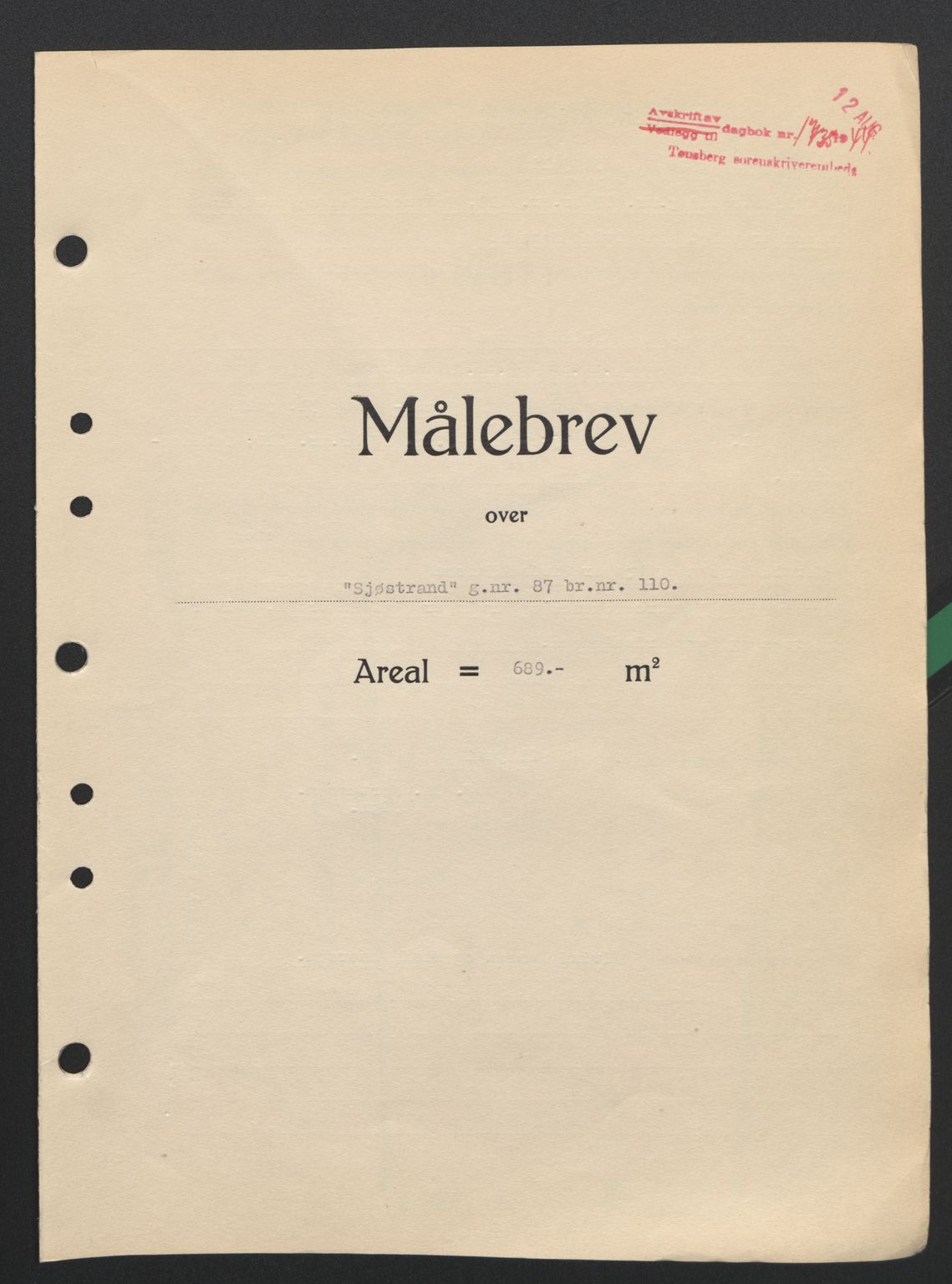 Tønsberg sorenskriveri, AV/SAKO-A-130/G/Ga/Gaa/L0015: Mortgage book no. A15, 1944-1944, Diary no: : 1735/1944