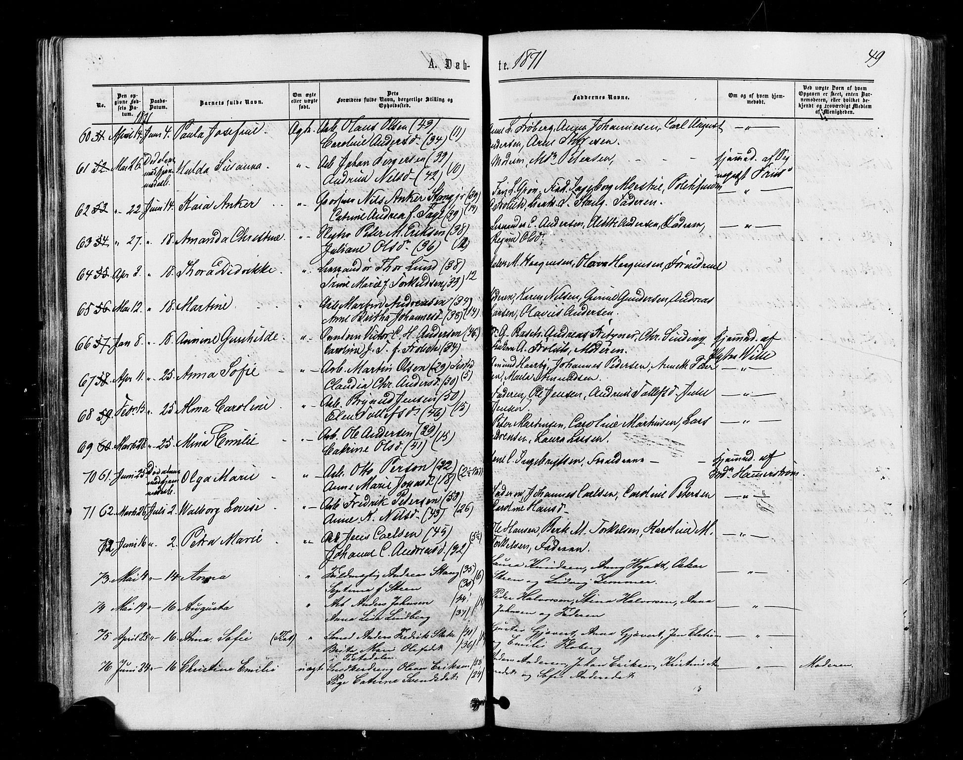 Halden prestekontor Kirkebøker, SAO/A-10909/F/Fa/L0009: Parish register (official) no. I 9, 1866-1877, p. 49