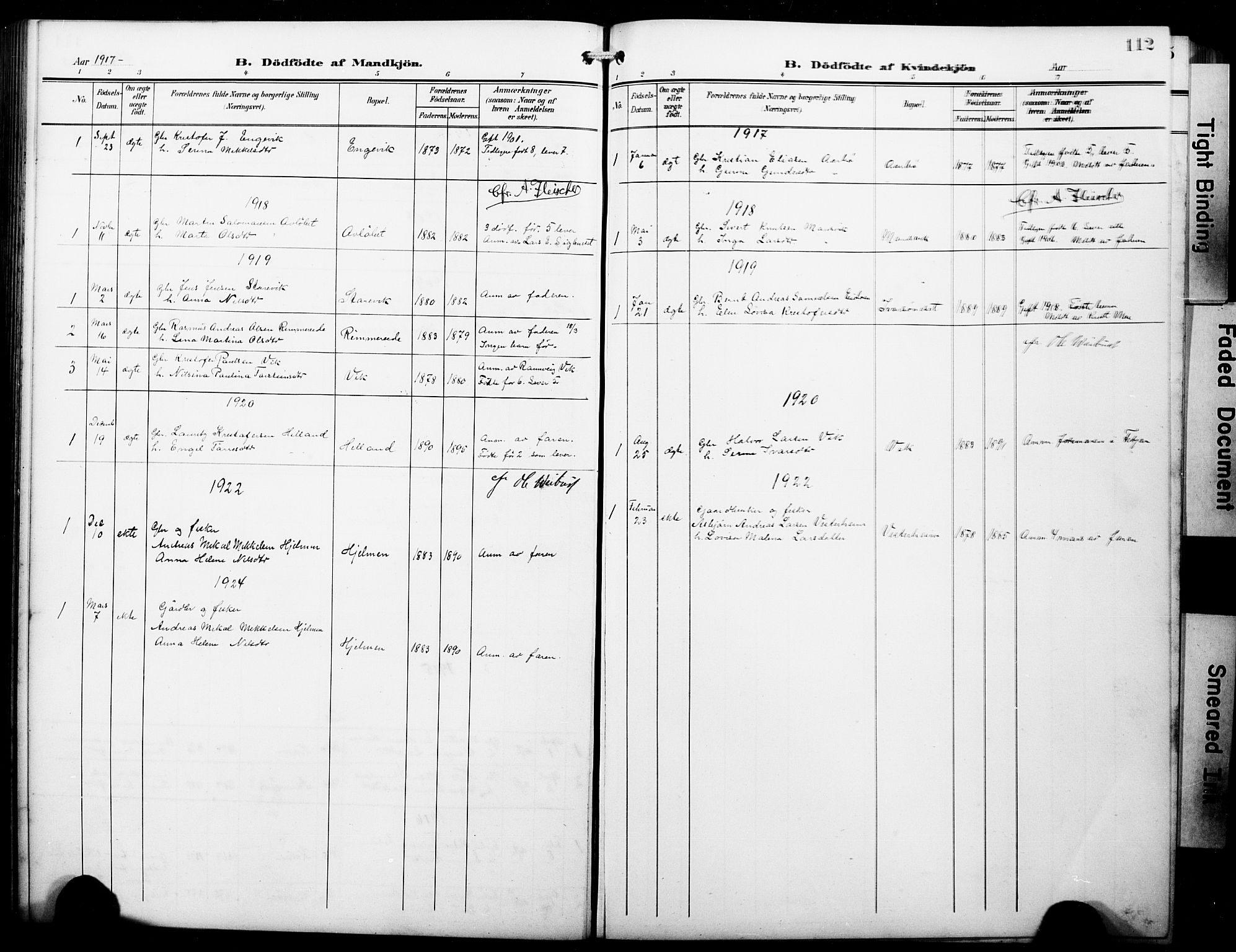 Fitjar sokneprestembete, AV/SAB-A-99926: Parish register (copy) no. B 1, 1906-1928, p. 112