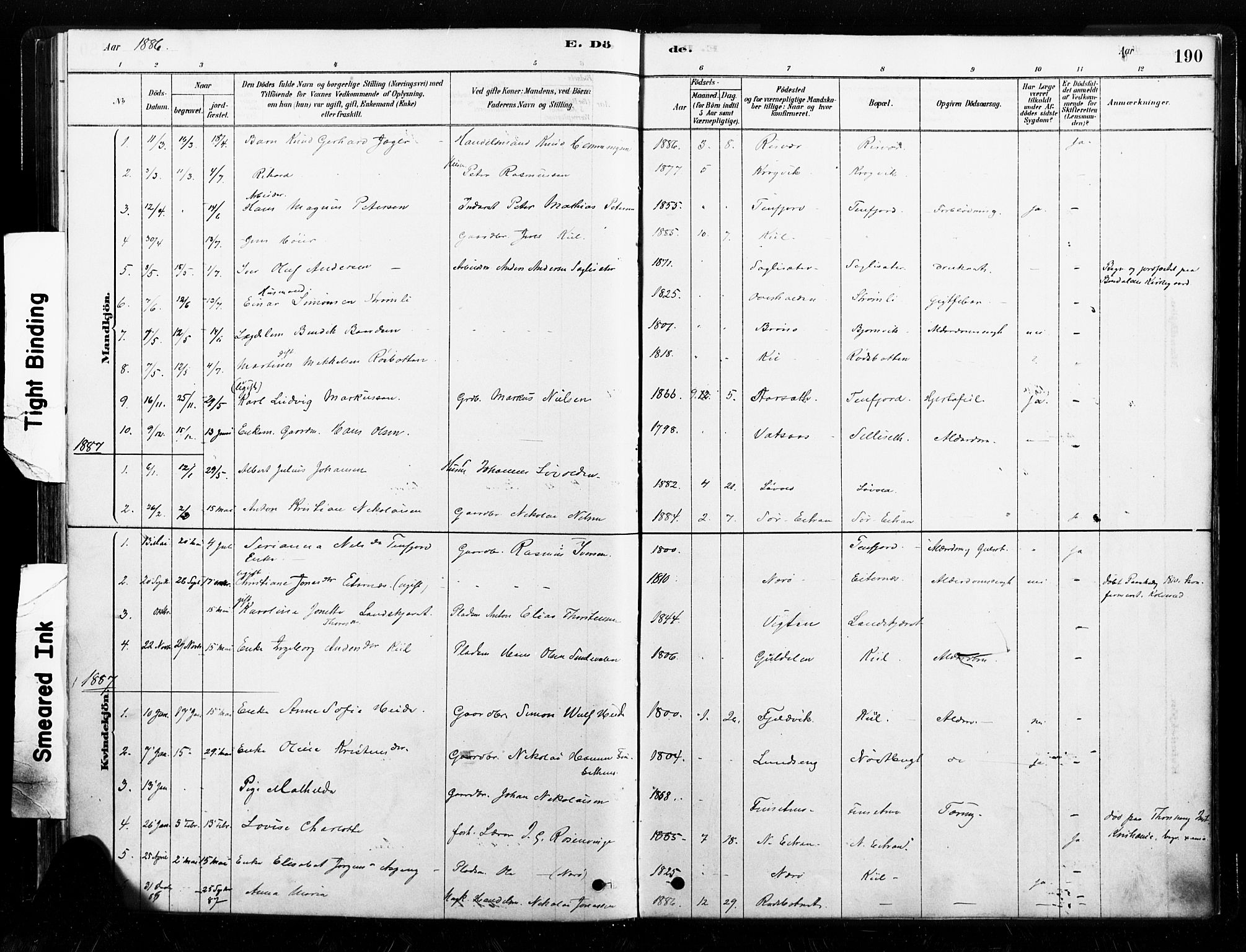 Ministerialprotokoller, klokkerbøker og fødselsregistre - Nord-Trøndelag, SAT/A-1458/789/L0705: Parish register (official) no. 789A01, 1878-1910, p. 190