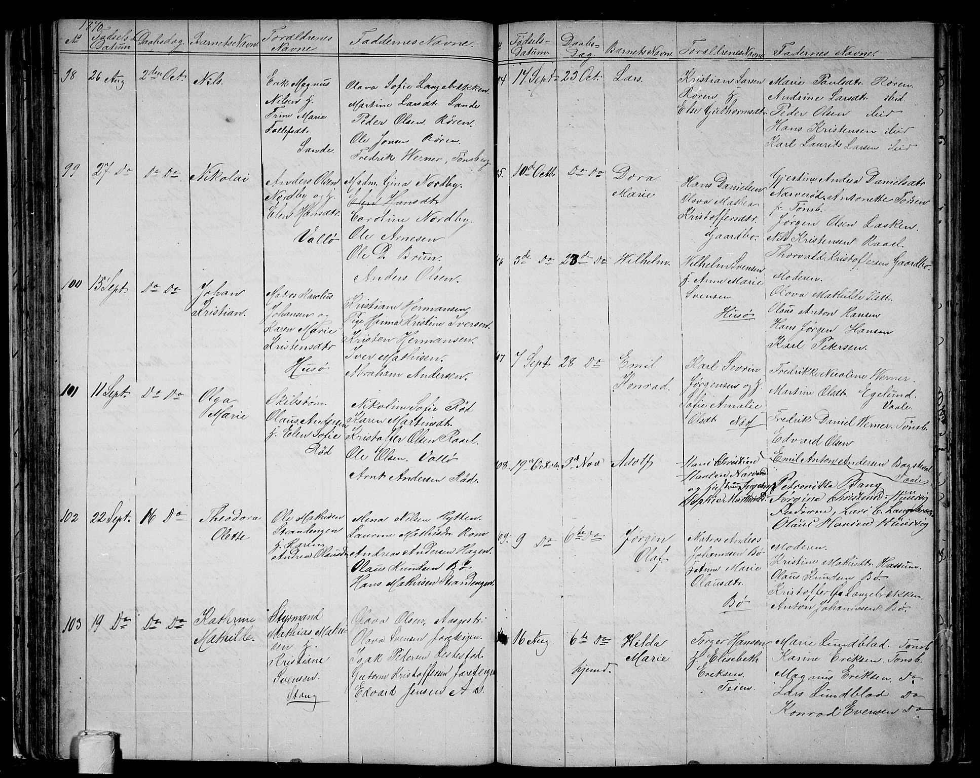 Sem kirkebøker, AV/SAKO-A-5/G/Ga/L0004: Parish register (copy) no. I 4, 1855-1877