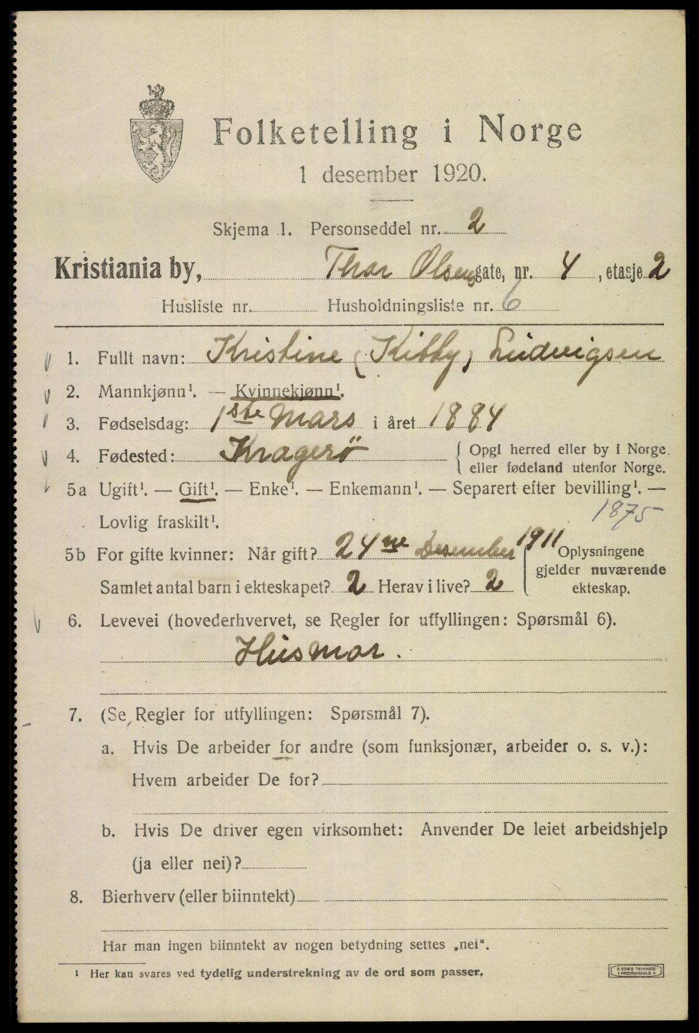 SAO, 1920 census for Kristiania, 1920, p. 573419